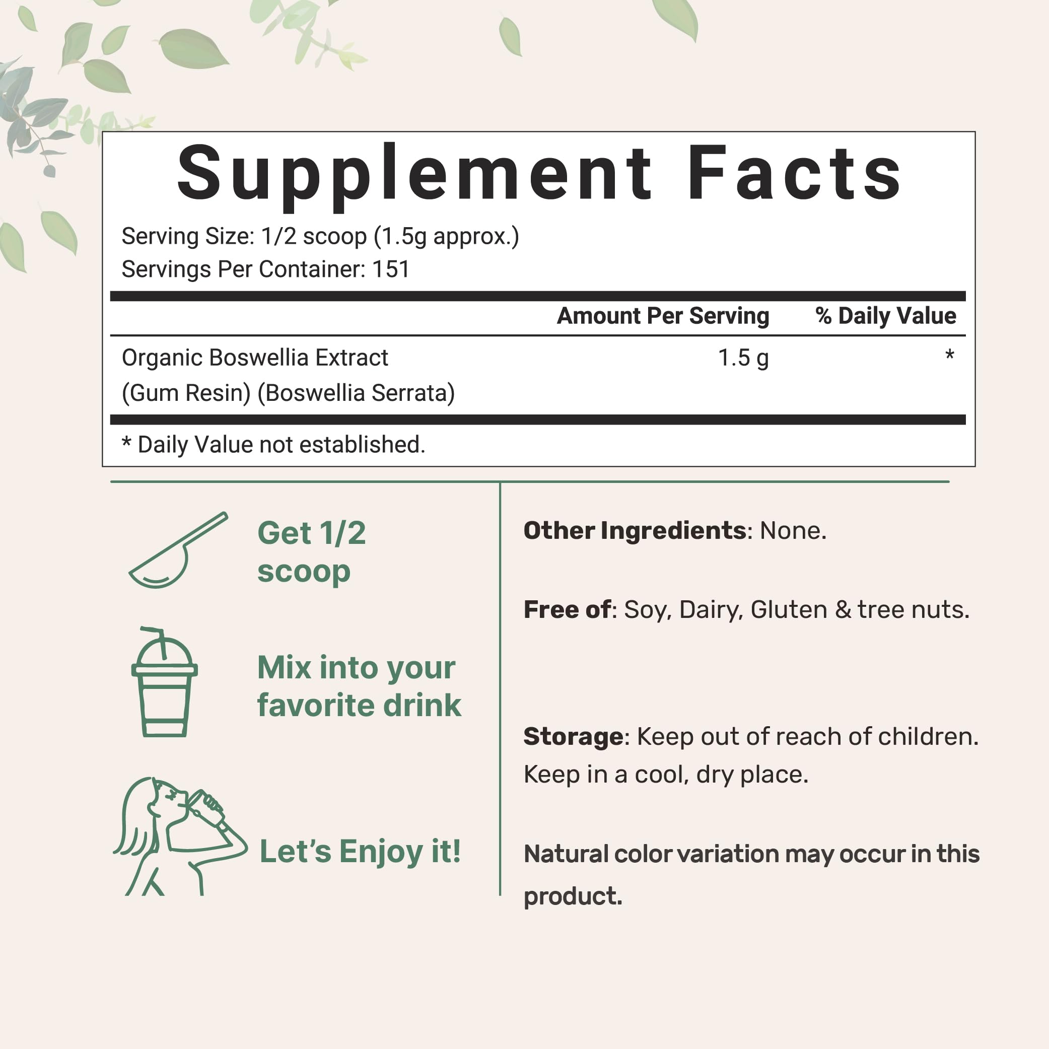 Micro Ingredients Organic Boswellia Extract Powder scoop included