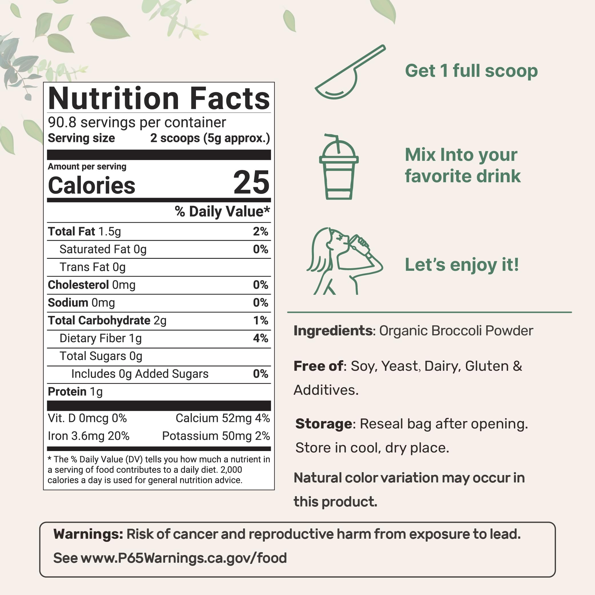 Micro Ingredients Organic Broccoli Sprout Powder packaging