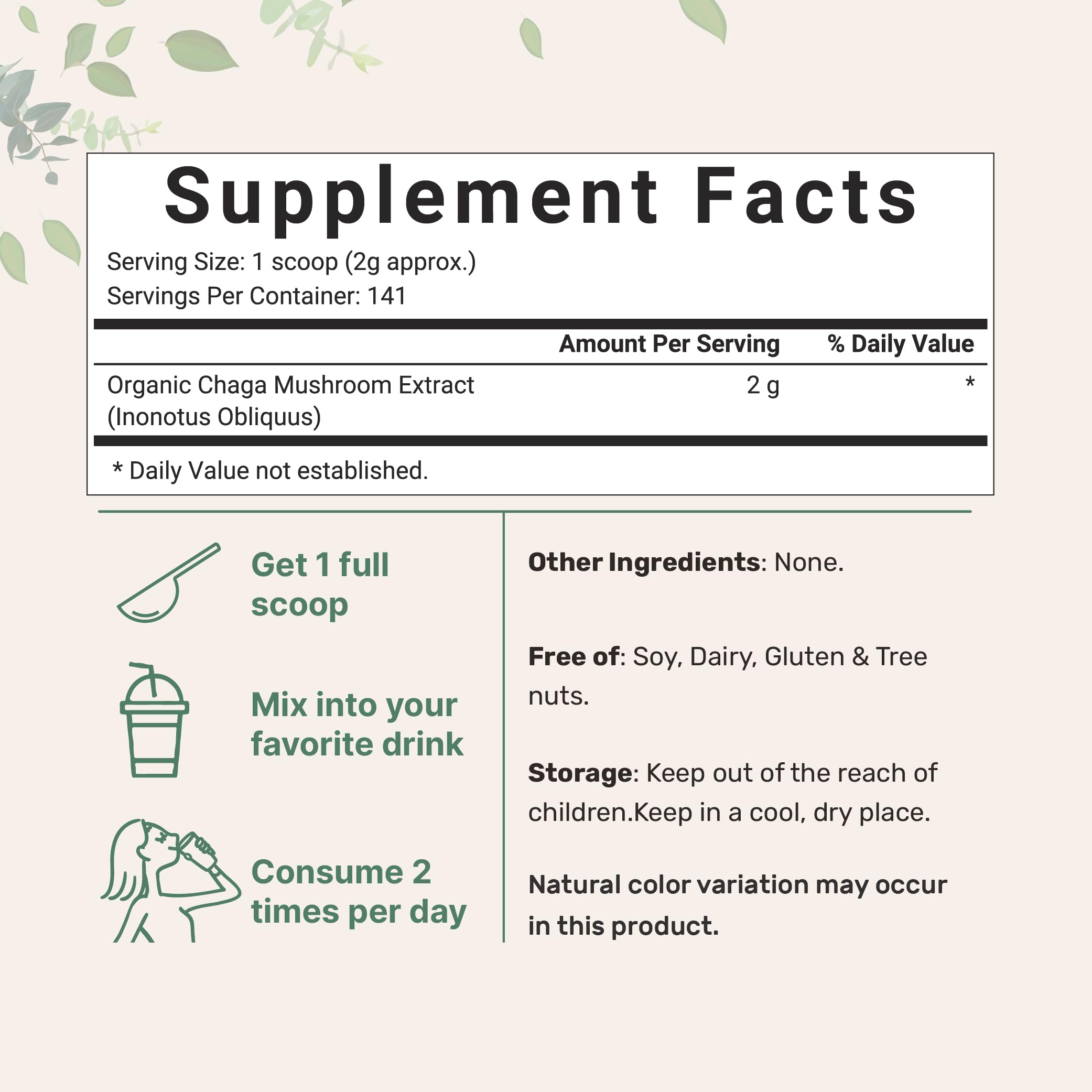 Micro Ingredients Organic Chaga Mushroom Extract Powder packaging