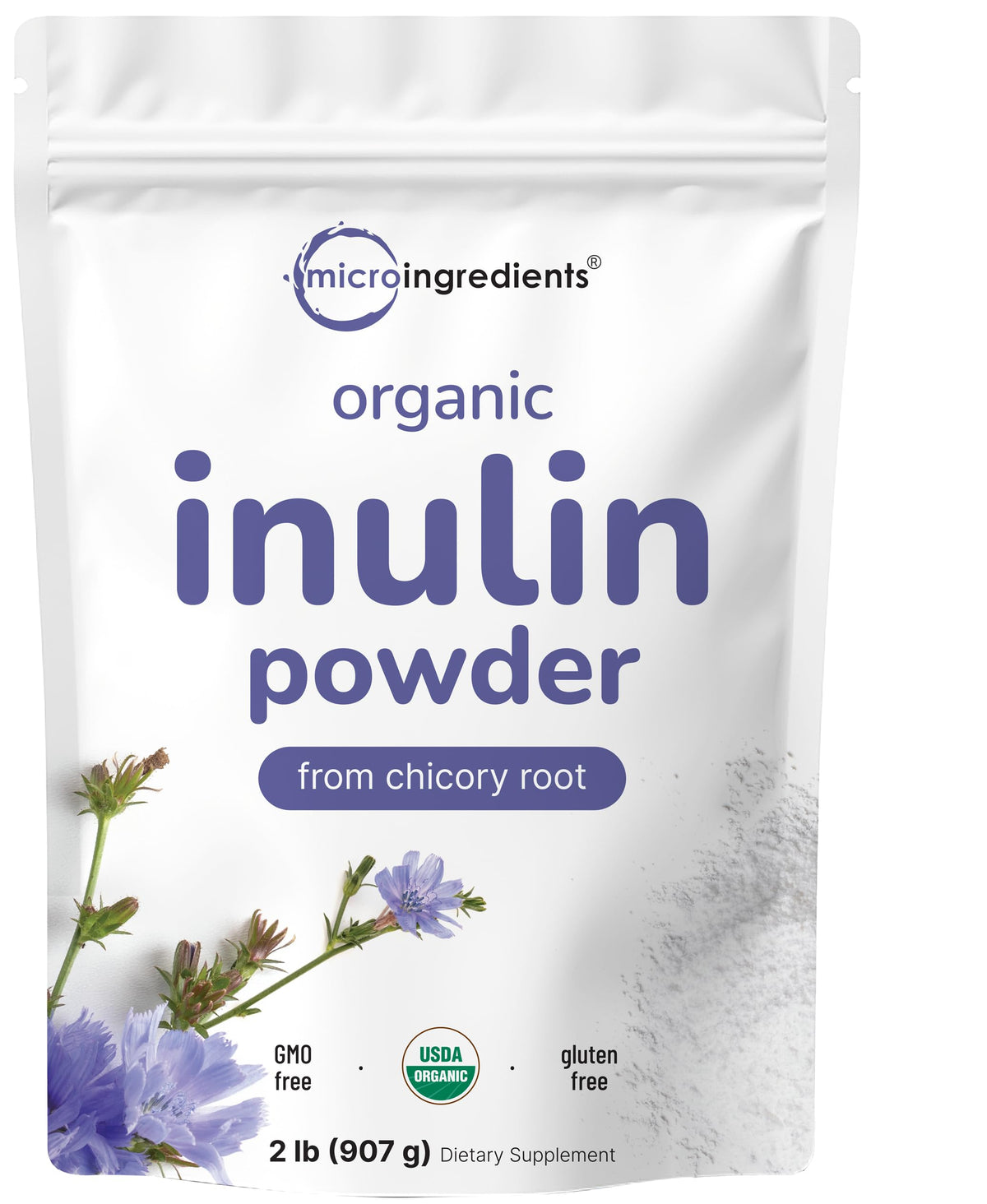 Micro Ingredients Organic Chicory Root Inulin Powder front view
