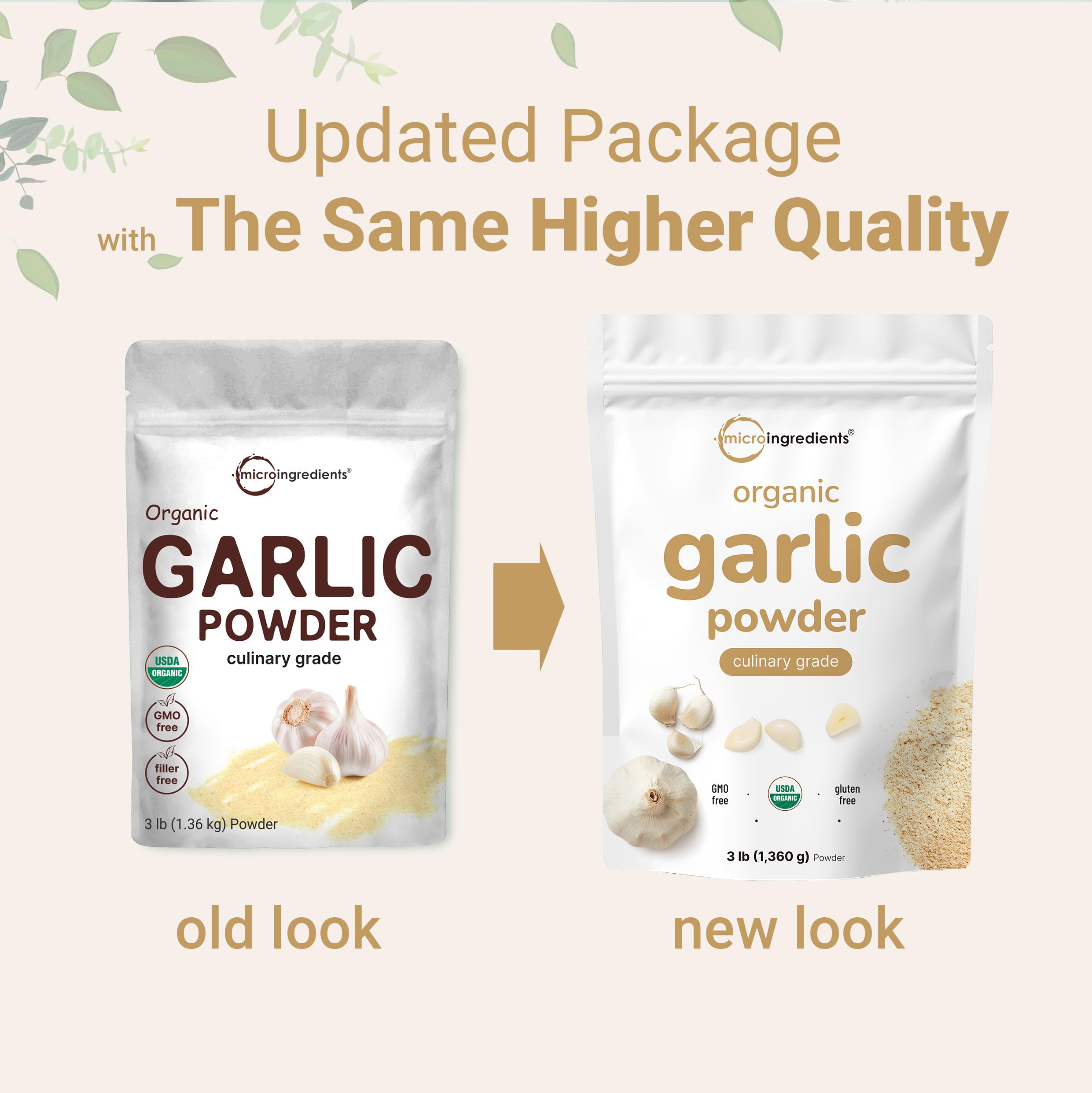 Micro Ingredients Organic Garlic Powder 3lb pouch side view