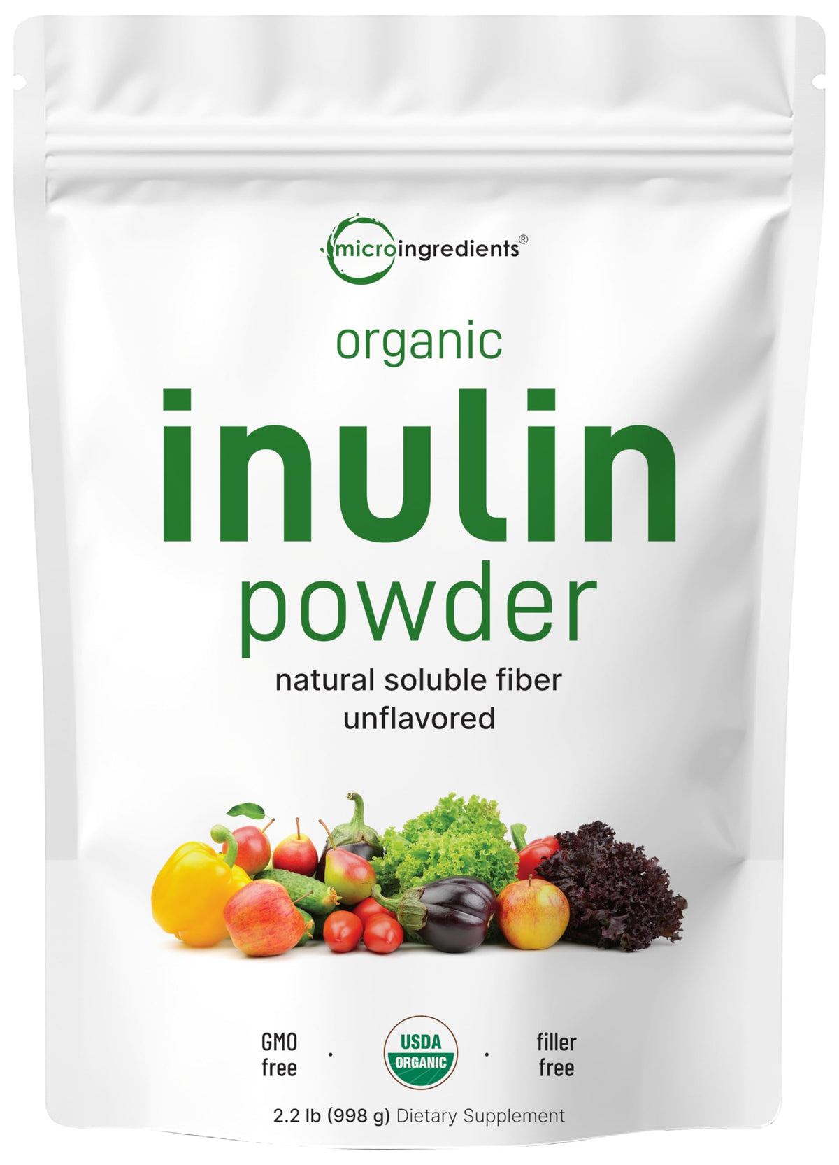Micro Ingredients Organic Inulin Powder 1000g front view