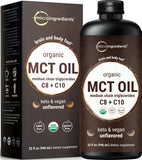 Micro Ingredients Organic MCT Oil 32 Fl Oz front view