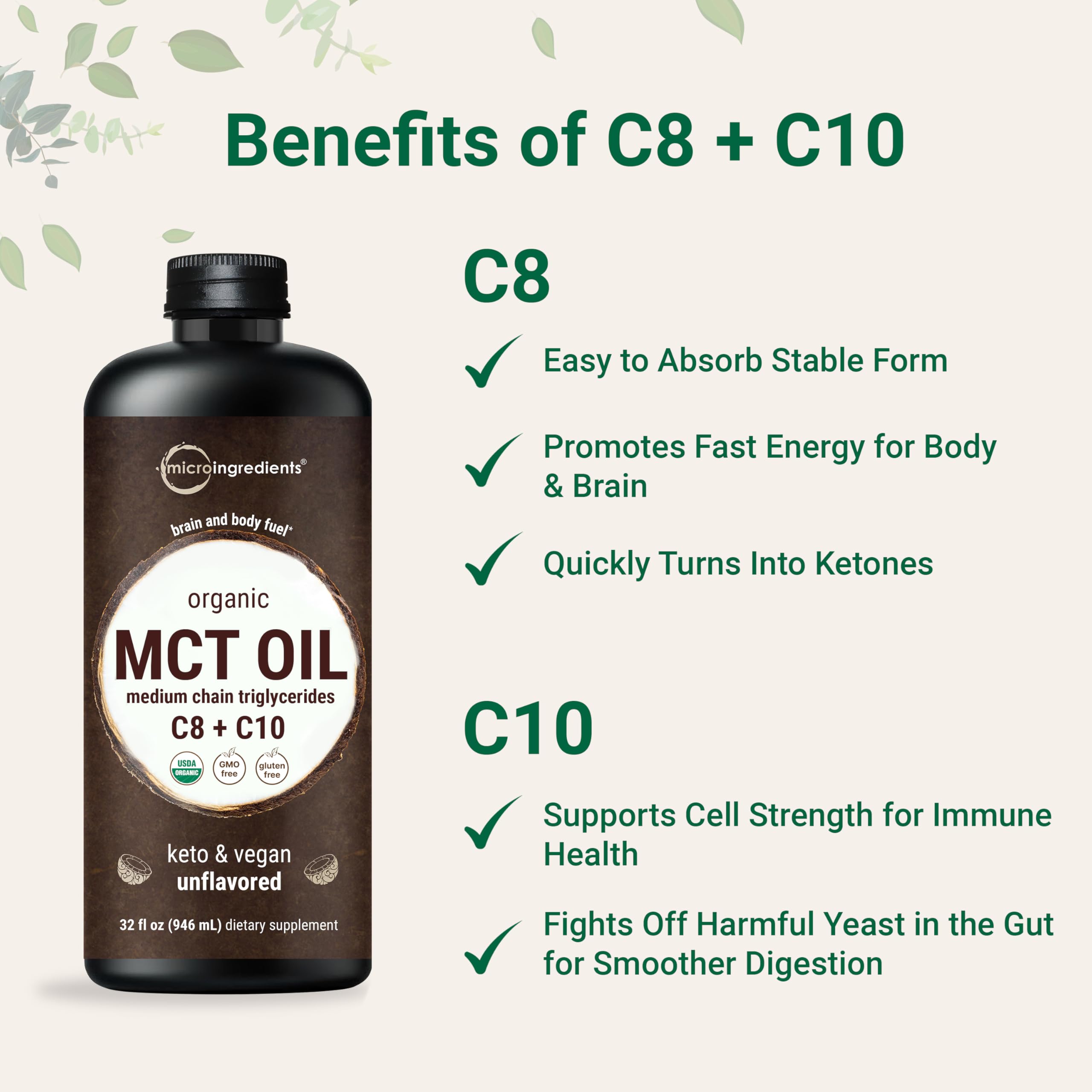 Micro Ingredients Organic MCT Oil in a kitchen setting