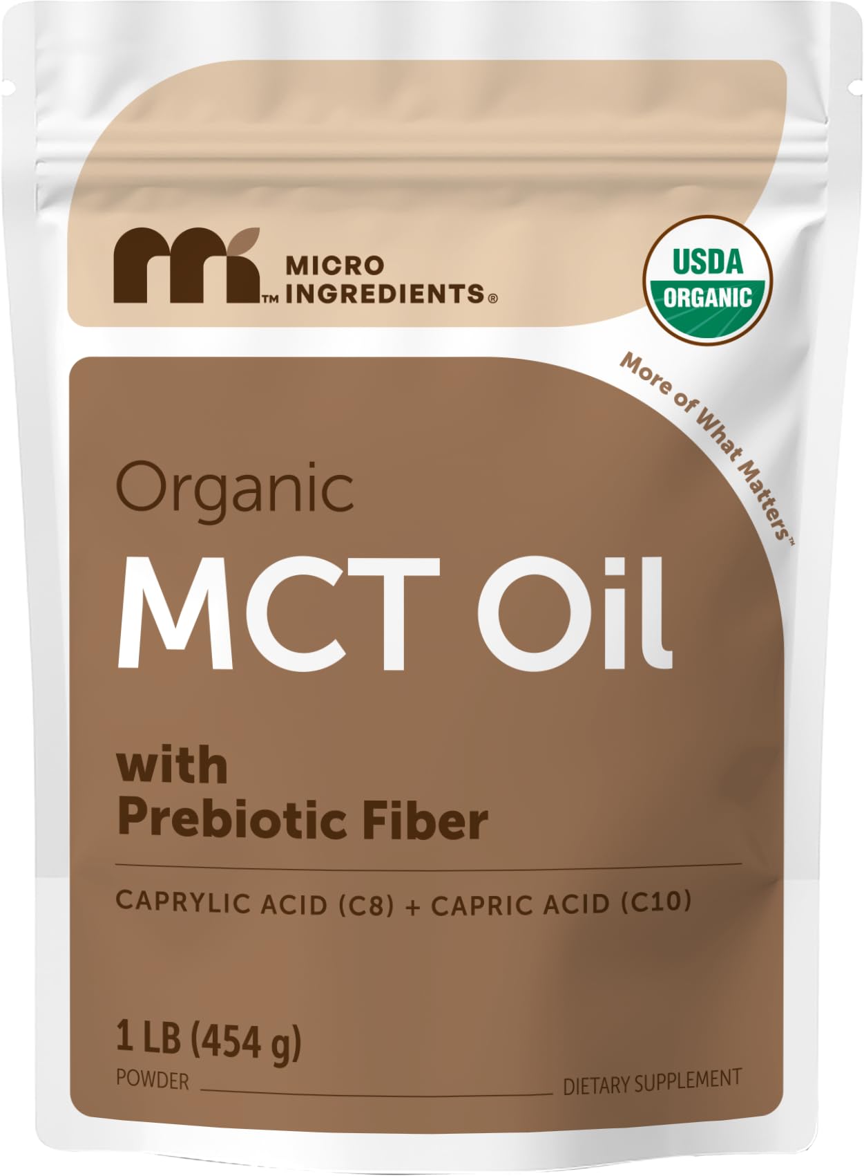 Micro Ingredients Organic MCT Oil Powder 454g front view