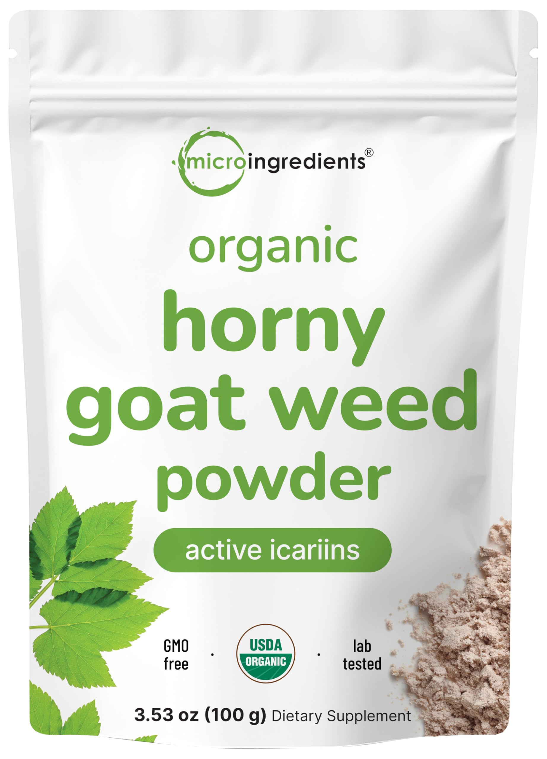 Micro Ingredients Organic Pure Horny Goat Weed Powder front view
