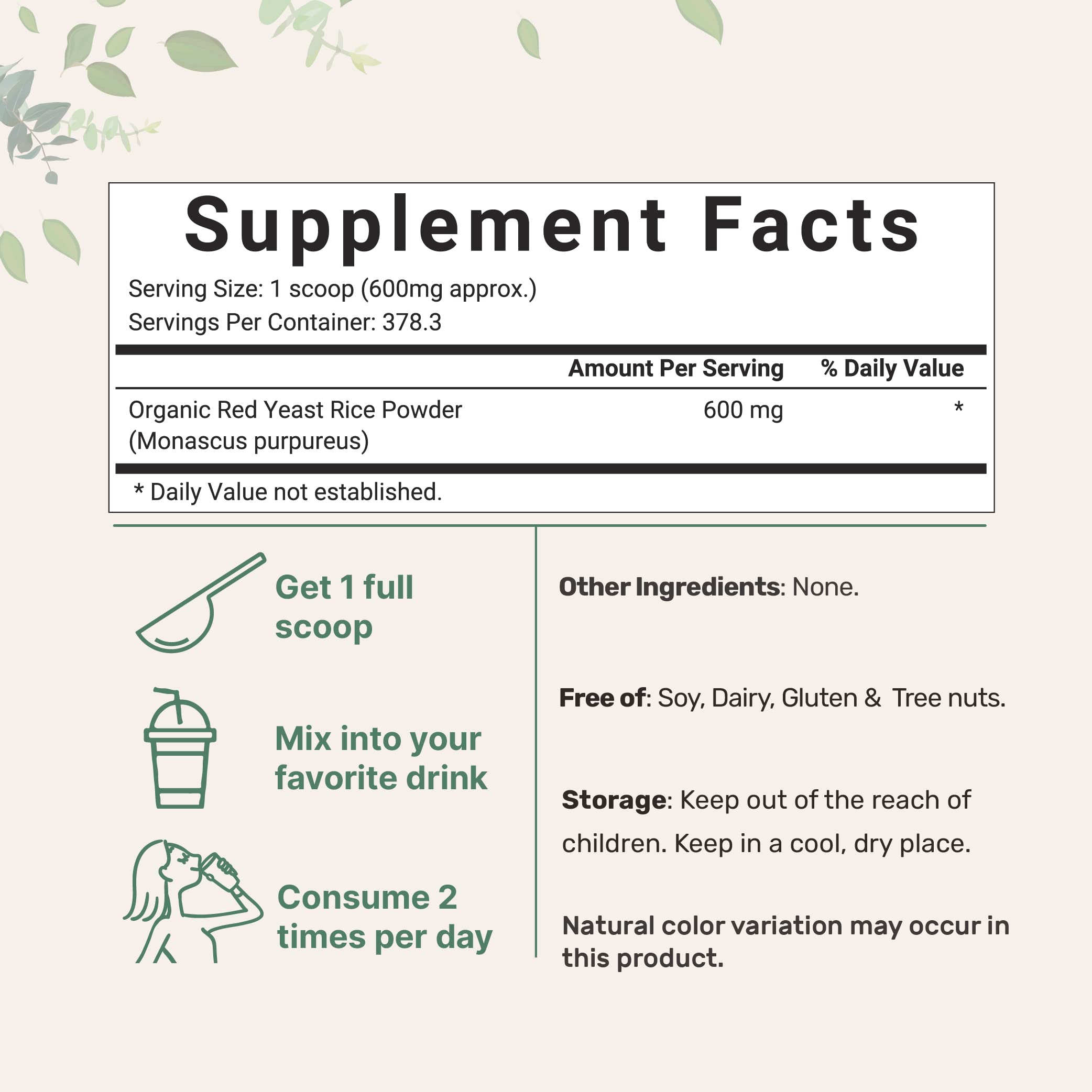Micro Ingredients Organic Red Yeast Rice Powder 227g packaging