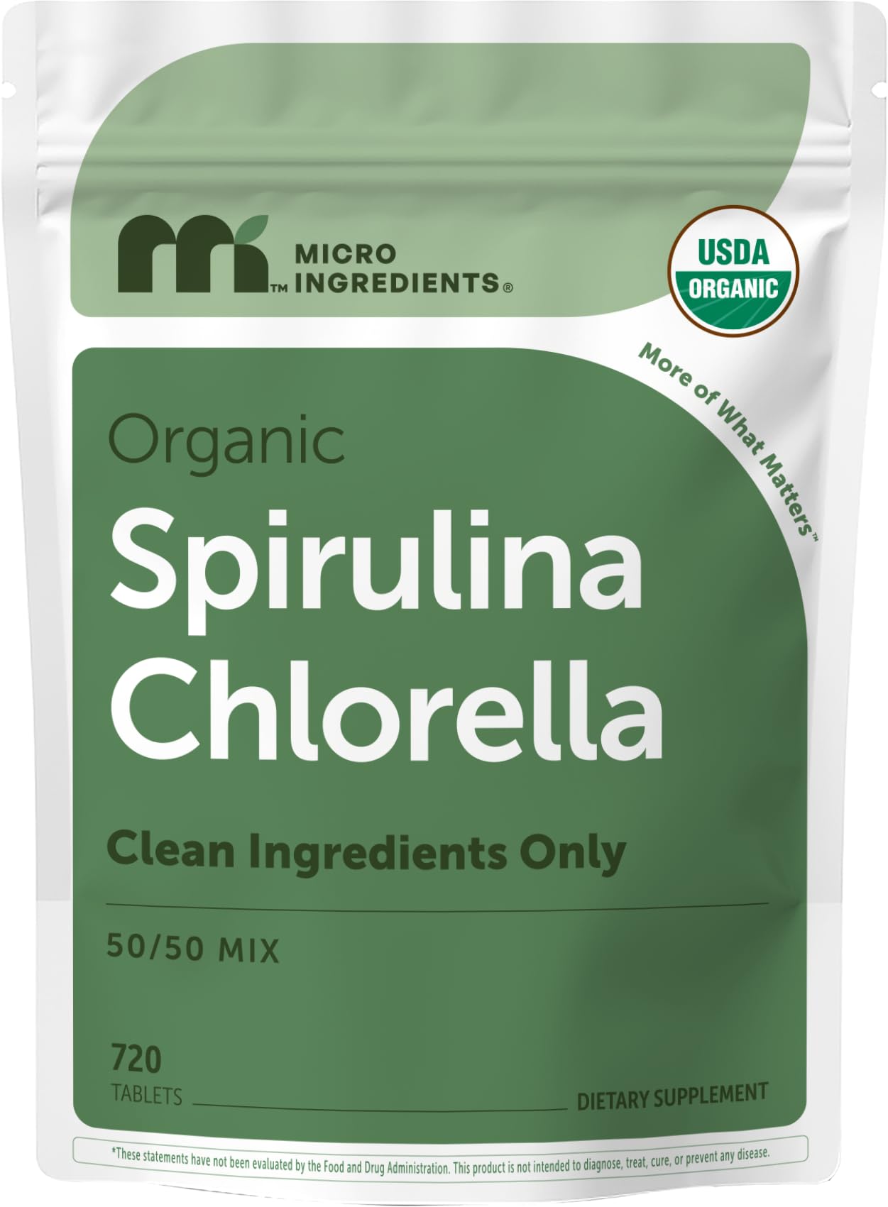 Micro Ingredients Organic Spirulina Chlorella Tablets pouch front view