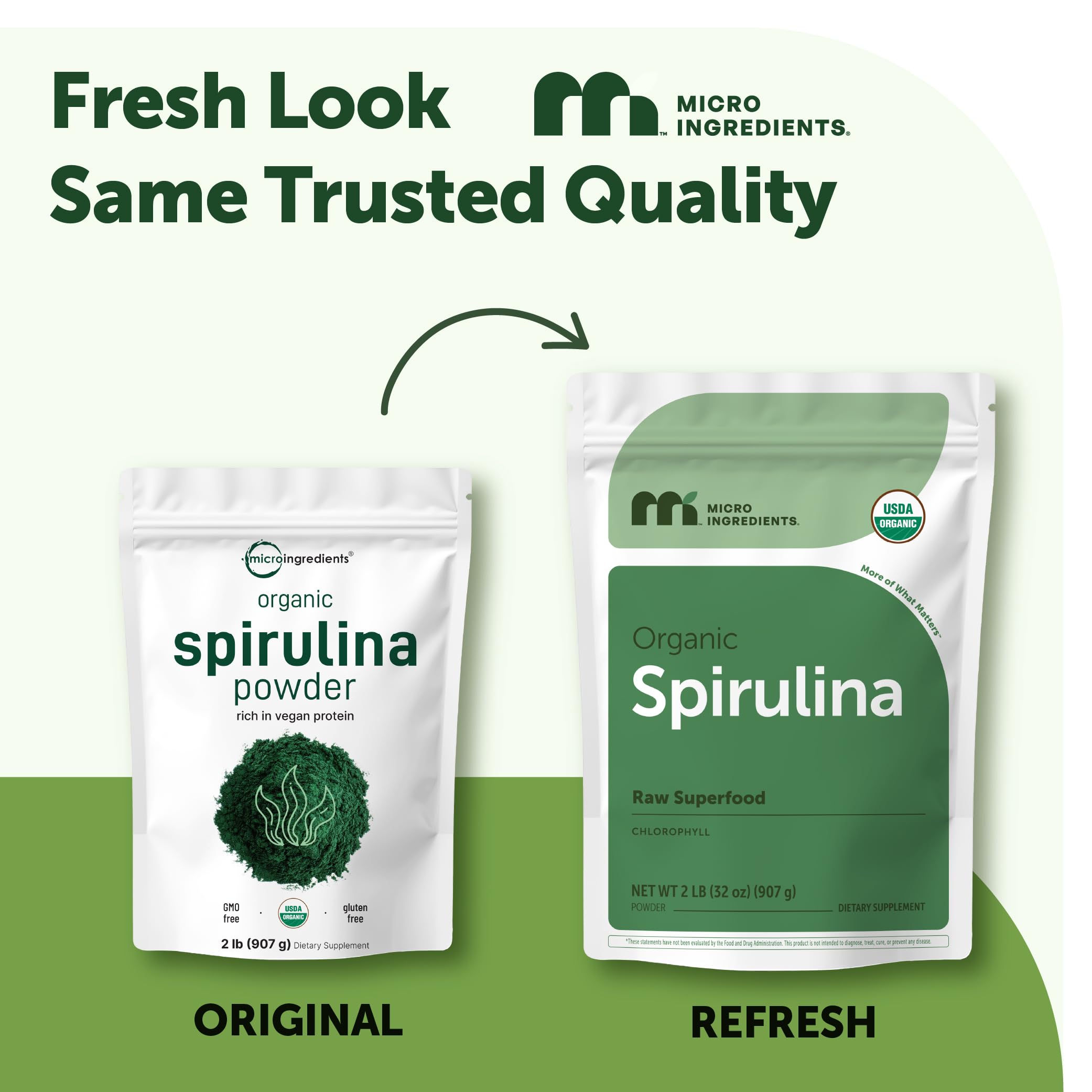 Micro Ingredients Organic Spirulina Powder 930g back view with nutritional information