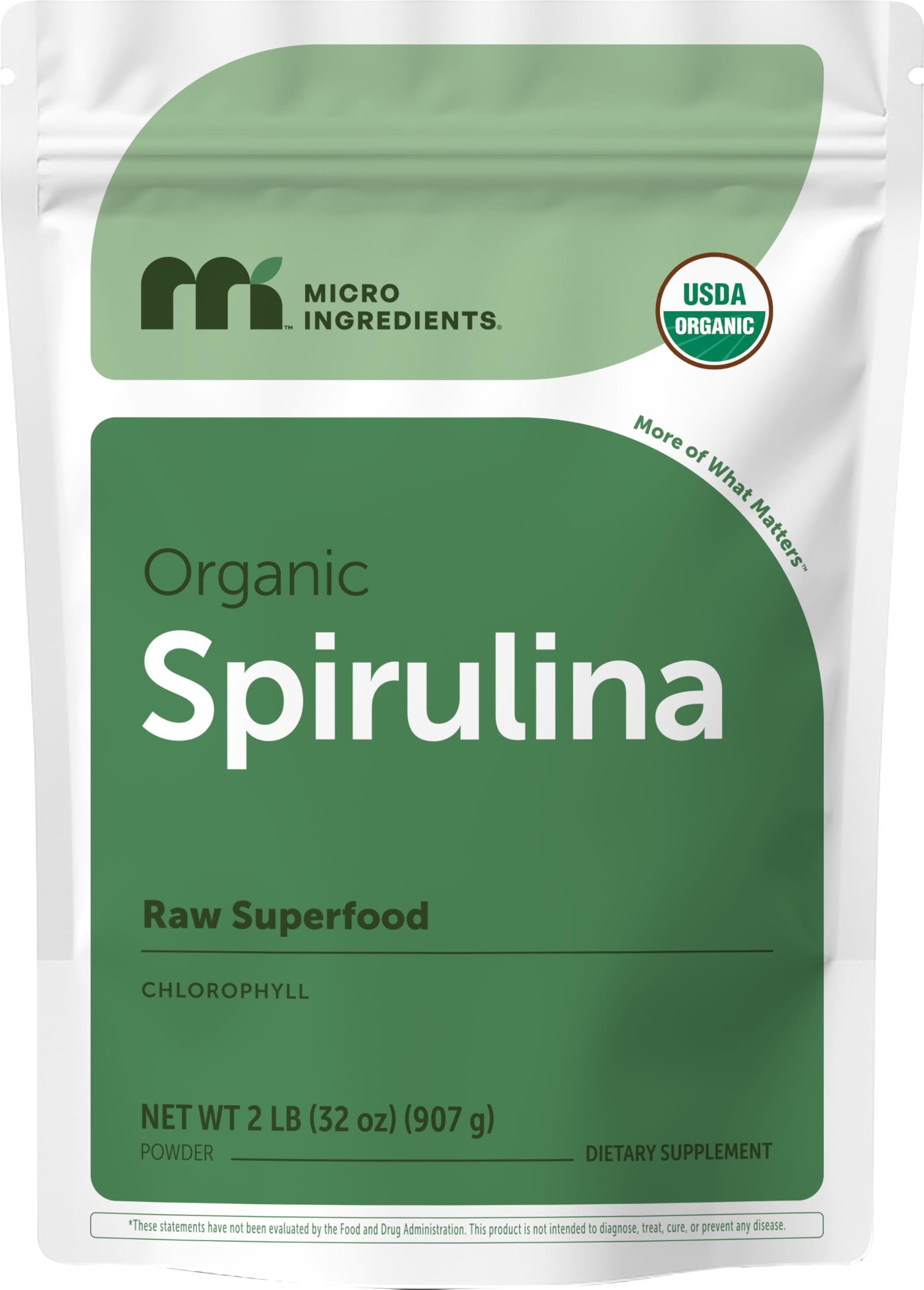 Micro Ingredients Organic Spirulina Powder 930g front view