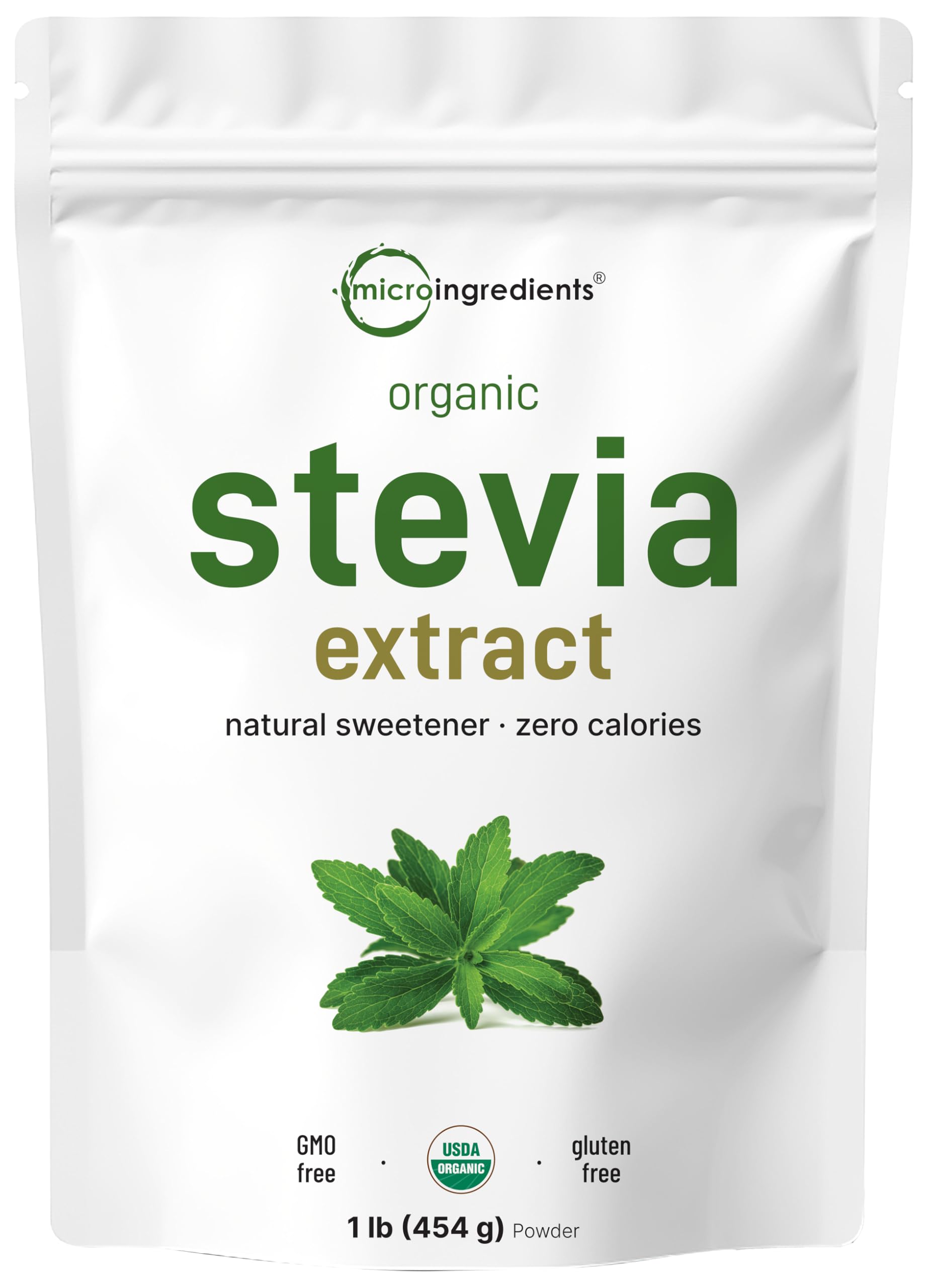 Micro Ingredients Organic Stevia Powder 454g front view