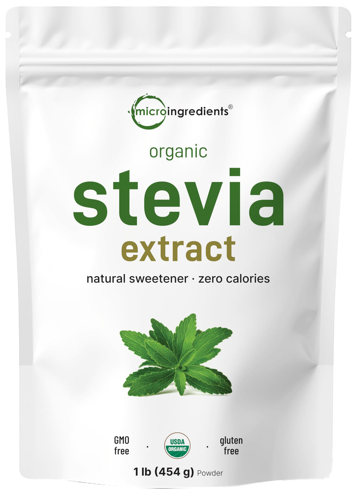Micro Ingredients Organic Stevia Powder 454g front view