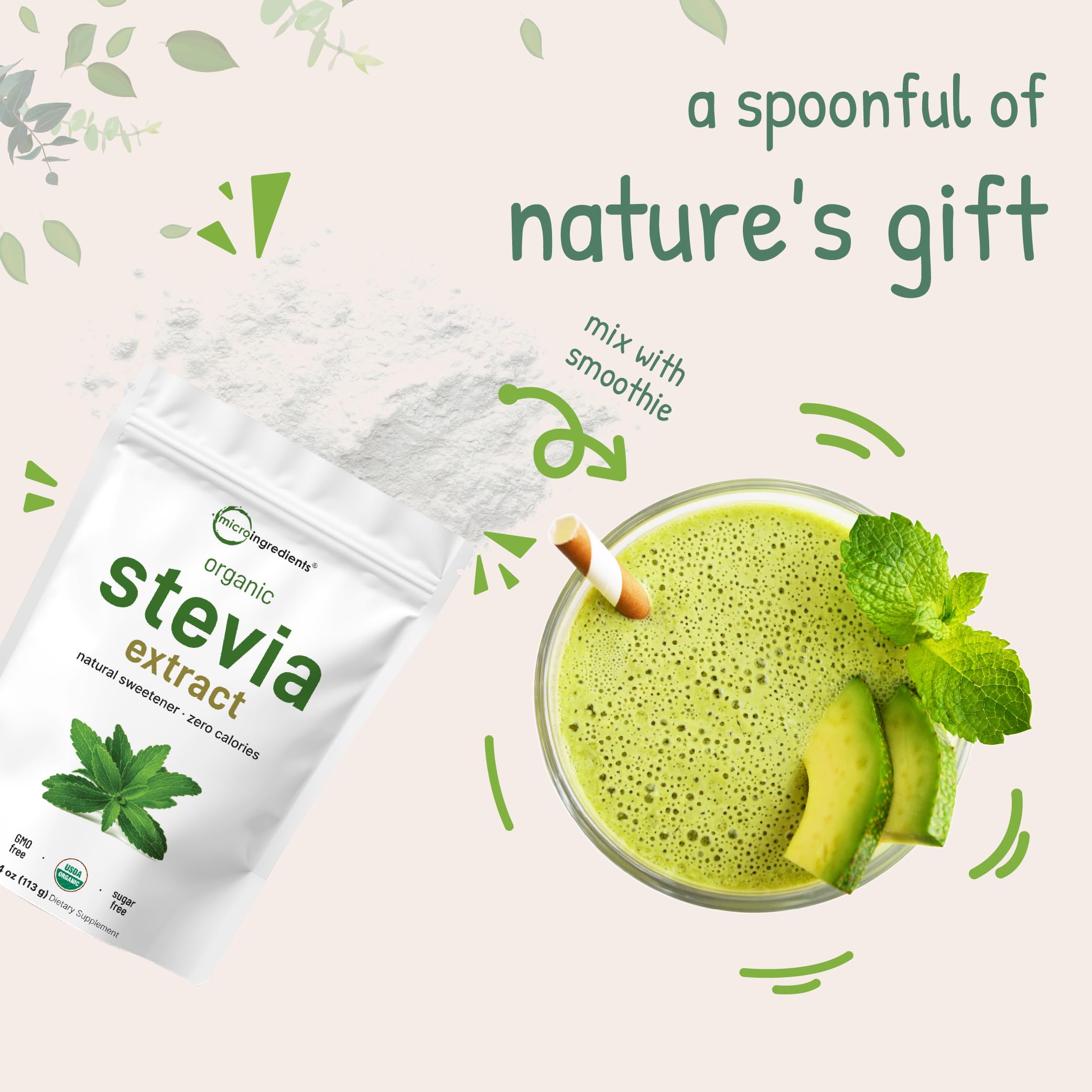 Micro Ingredients Organic Stevia Powder nutritional information