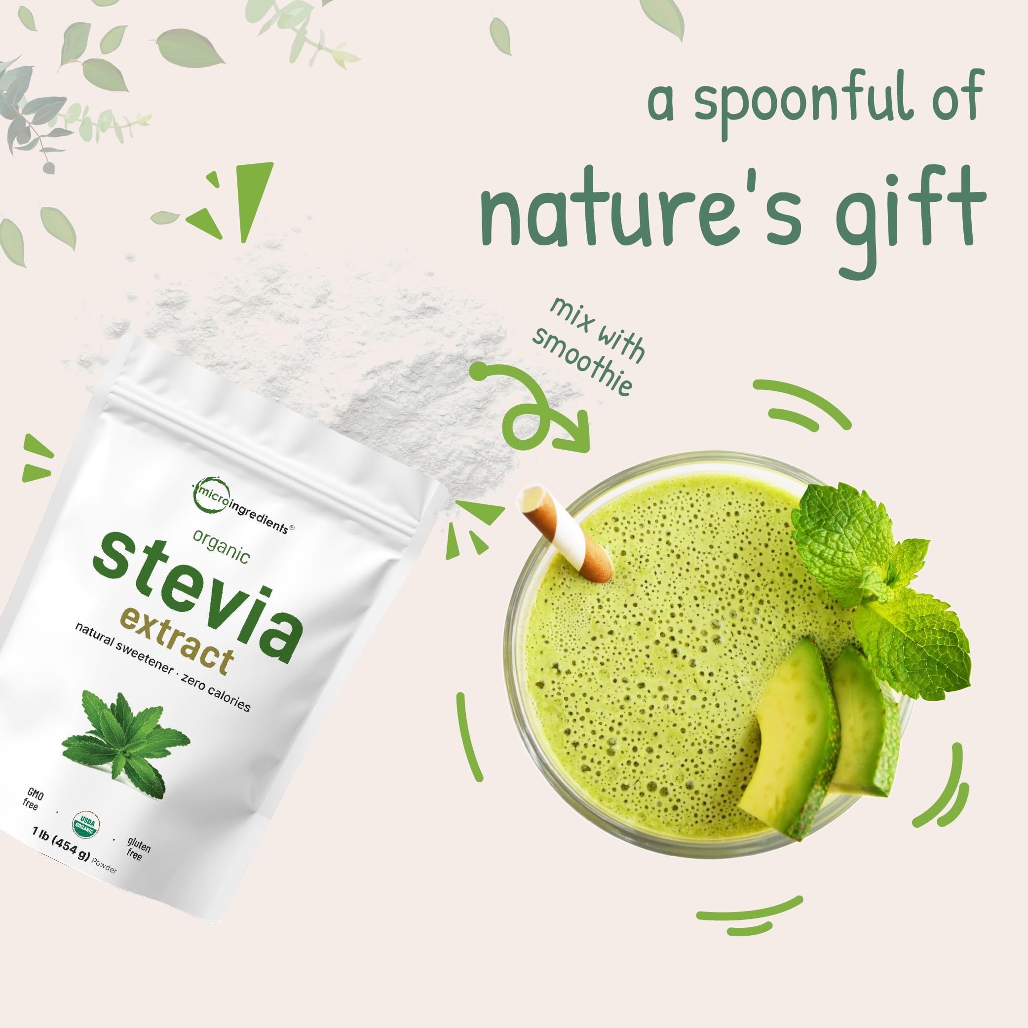 Micro Ingredients Organic Stevia Powder with baking ingredients