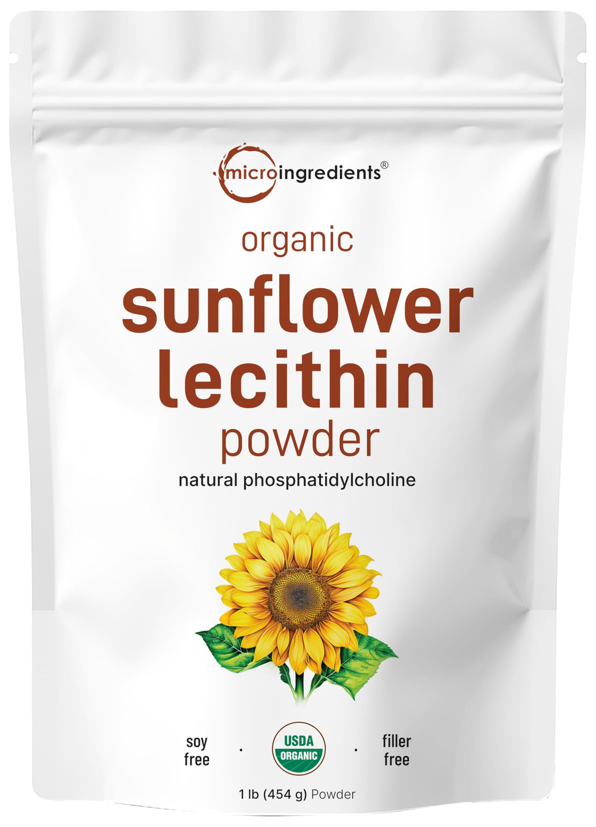 Micro Ingredients Organic Sunflower Lecithin Granules Powder front view