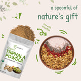 Micro Ingredients Organic Triphala Powder packaging on a kitchen counter