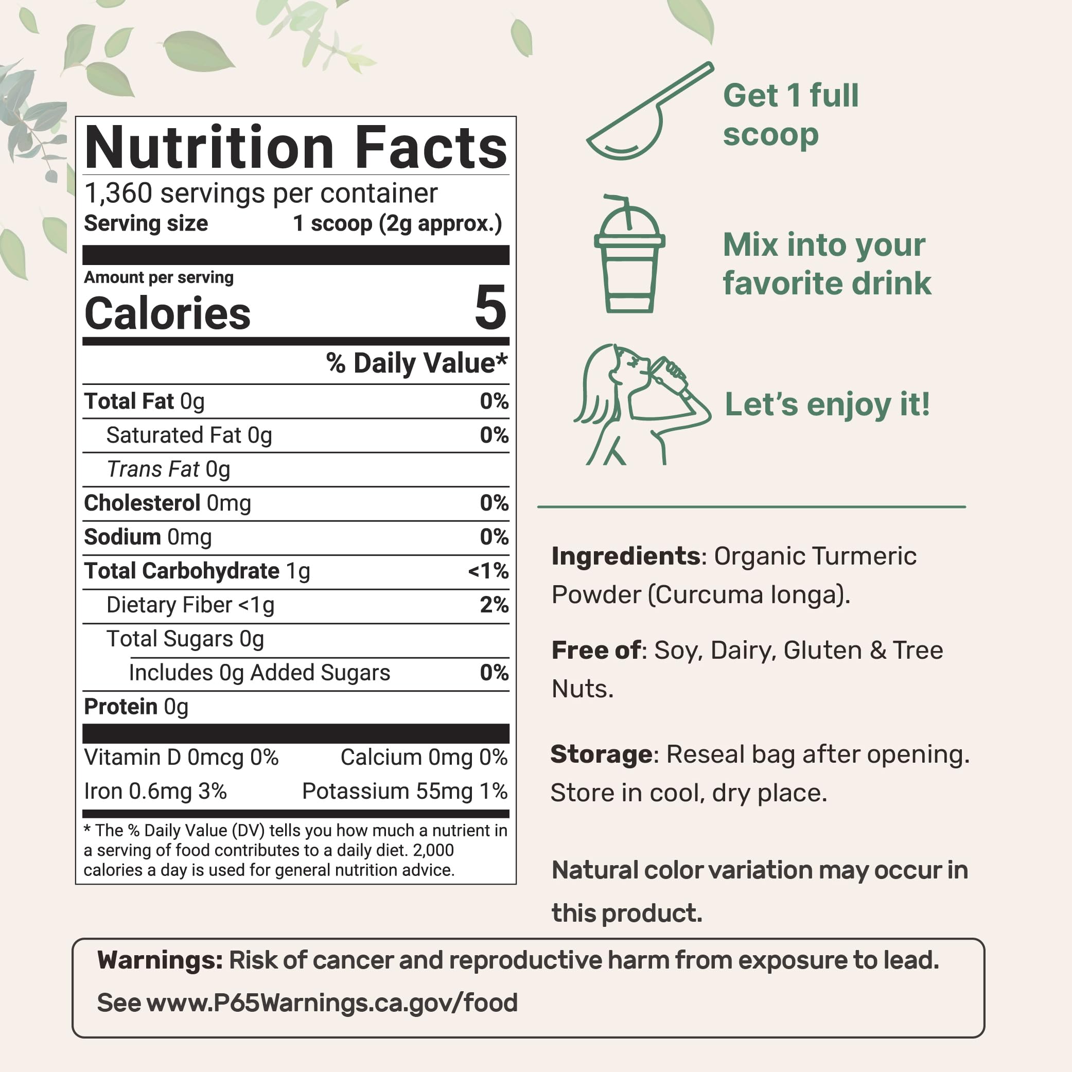 Micro Ingredients Organic Turmeric Powder packaging