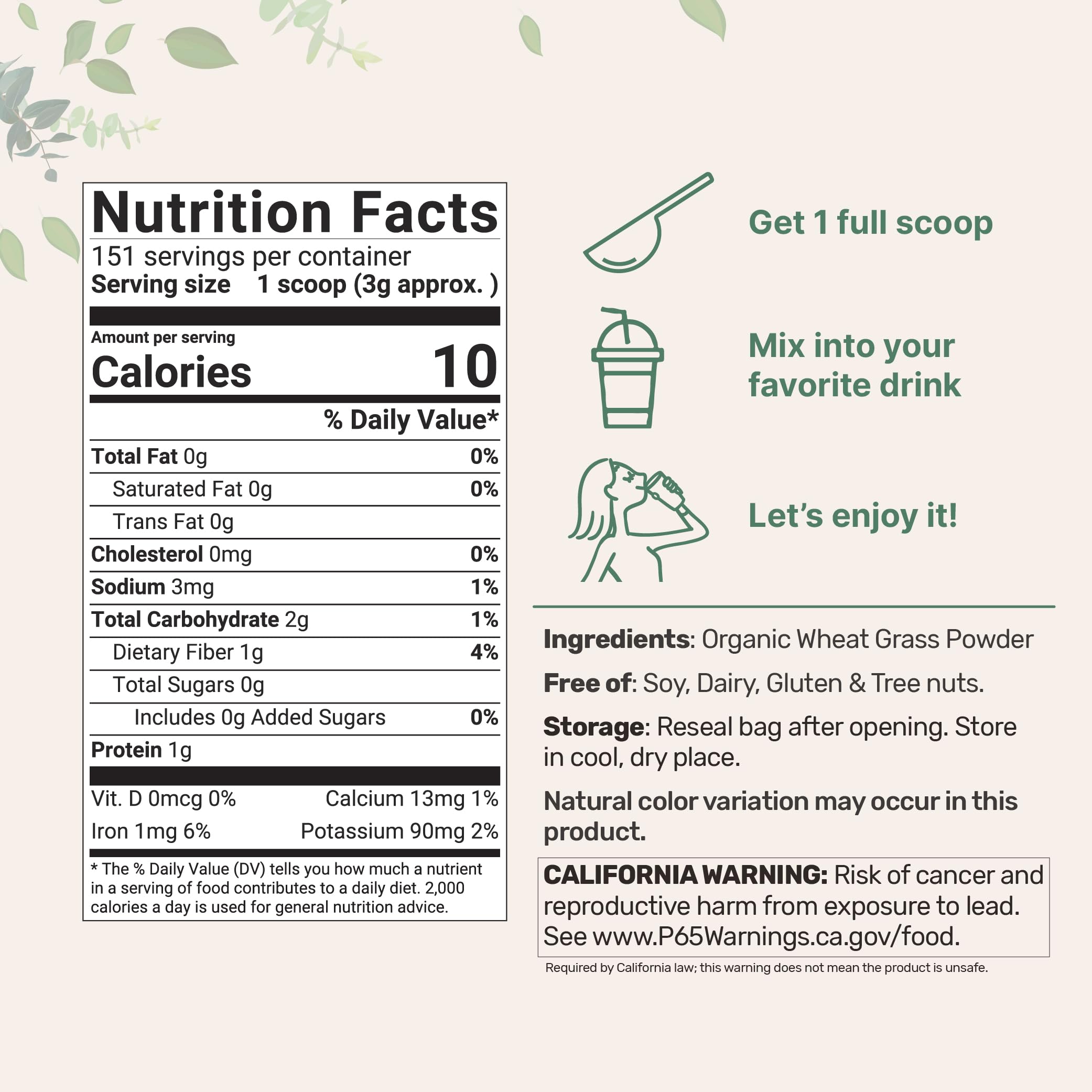 Micro Ingredients Organic Wheatgrass Superfood Powder packaging