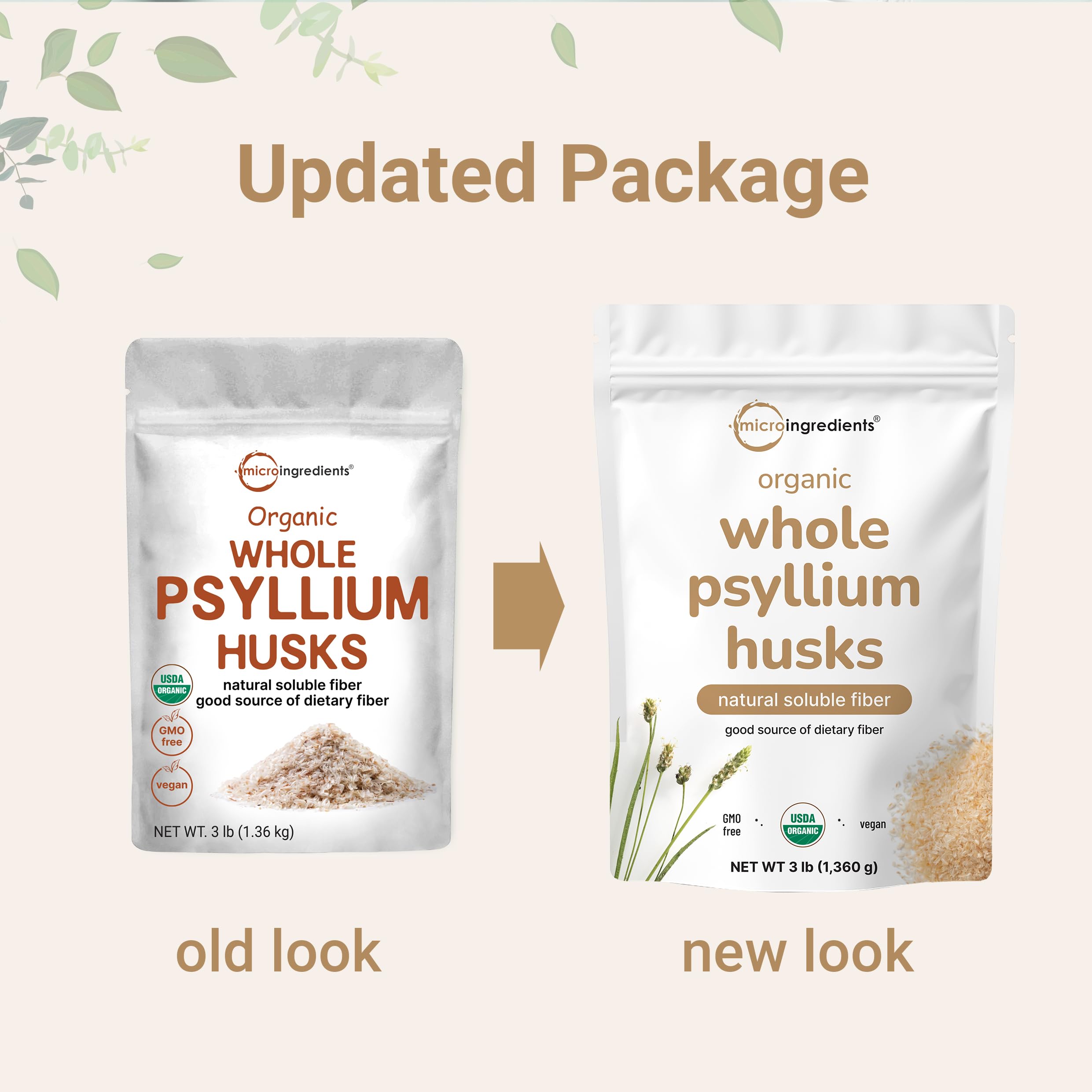 Micro Ingredients Organic Whole Psyllium Husks 1361g close-up of product