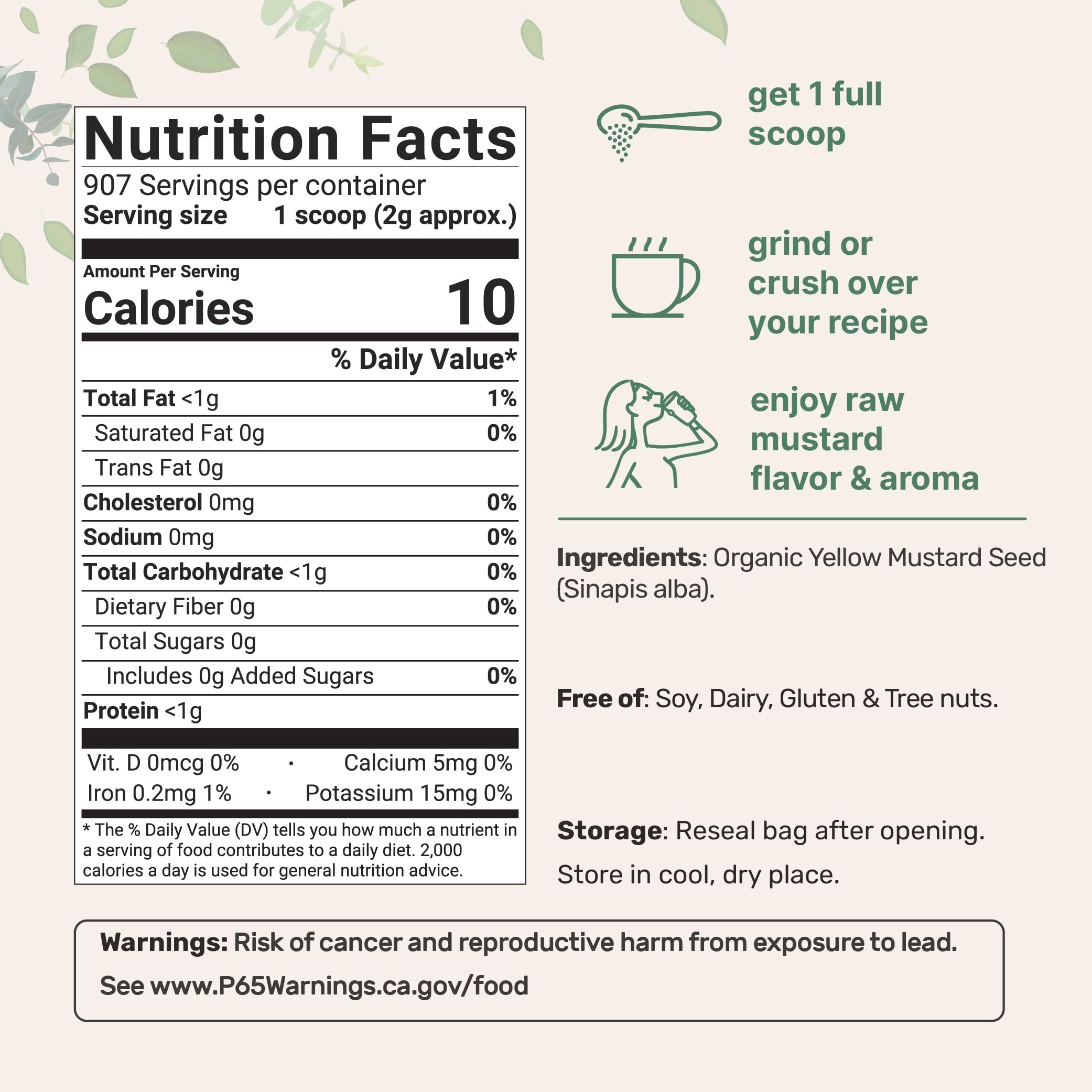 Micro Ingredients Organic Whole Yellow Mustard Seeds packaging