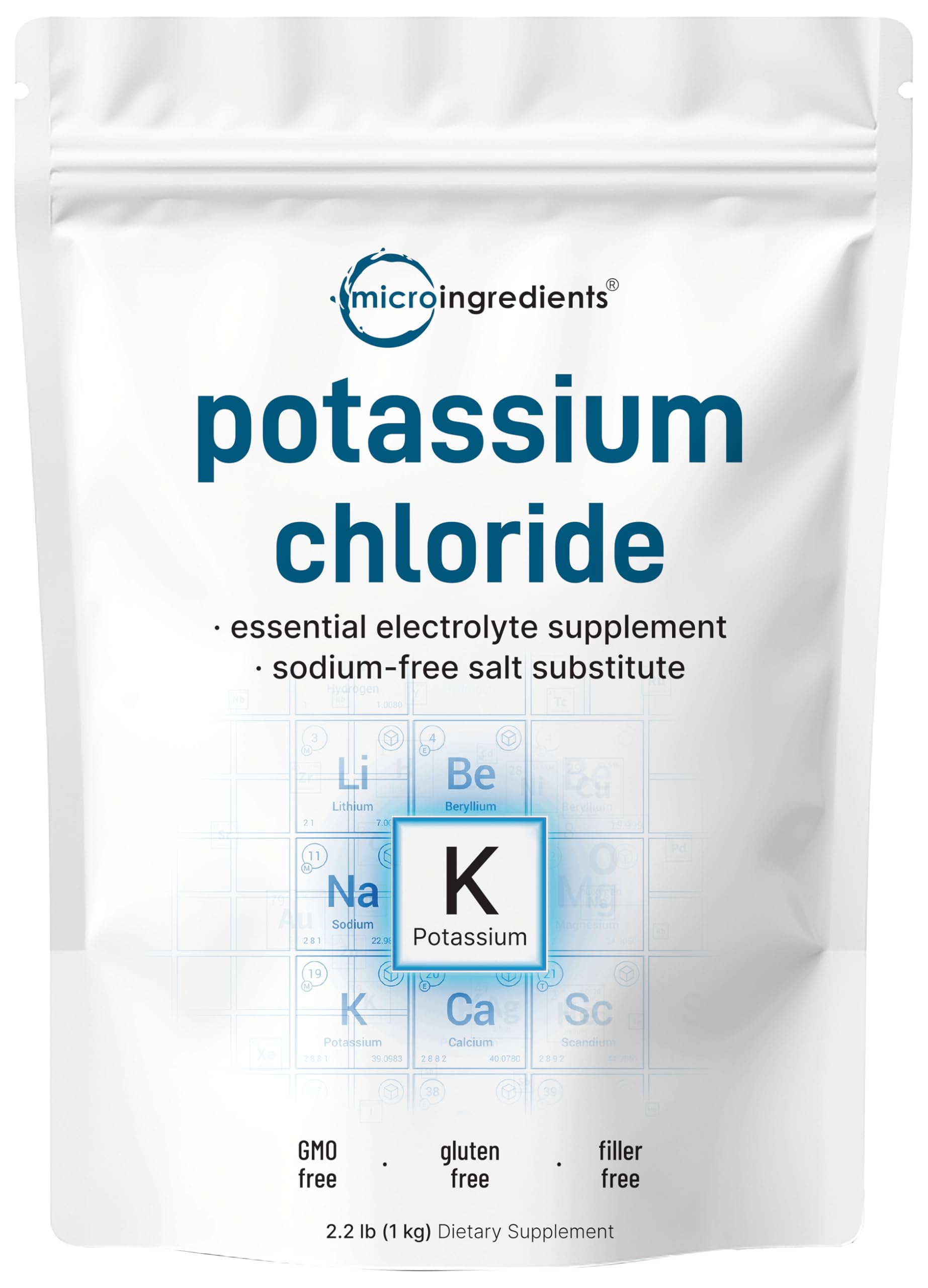 Micro Ingredients Potassium Chloride Powder 1kg front view