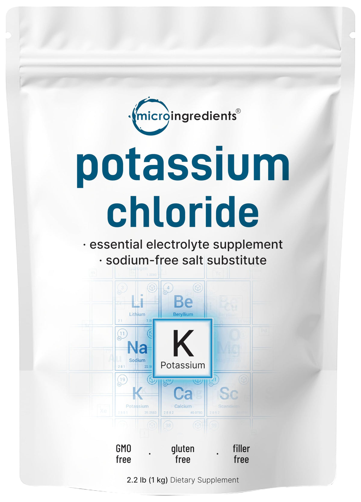Micro Ingredients Potassium Chloride Powder 1kg front view