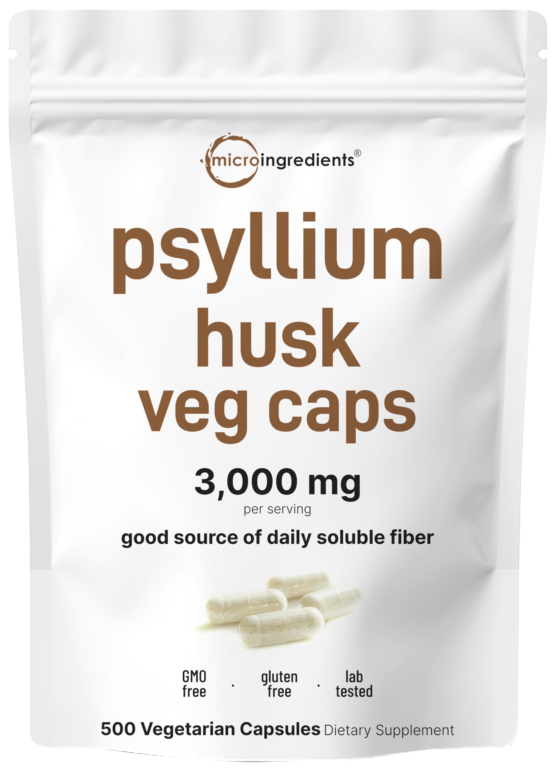Micro Ingredients Psyllium Husk Veg Caps 3000mg front view