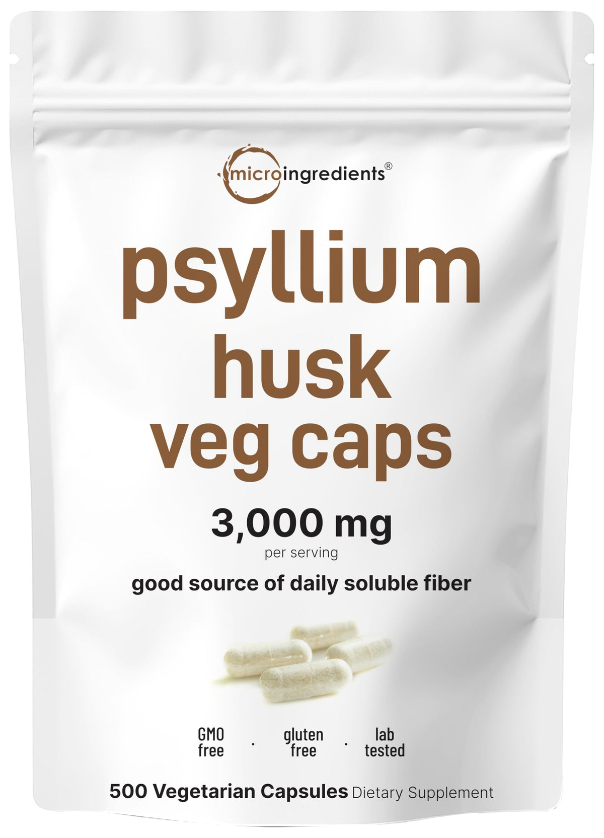 Micro Ingredients Psyllium Husk Veg Caps 3000mg front view