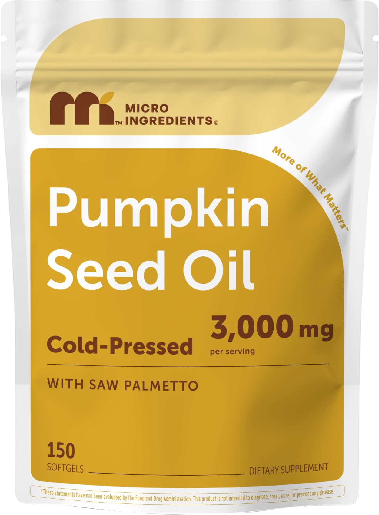 Micro Ingredients Pumpkin Seed Oil Softgels 150 count front view