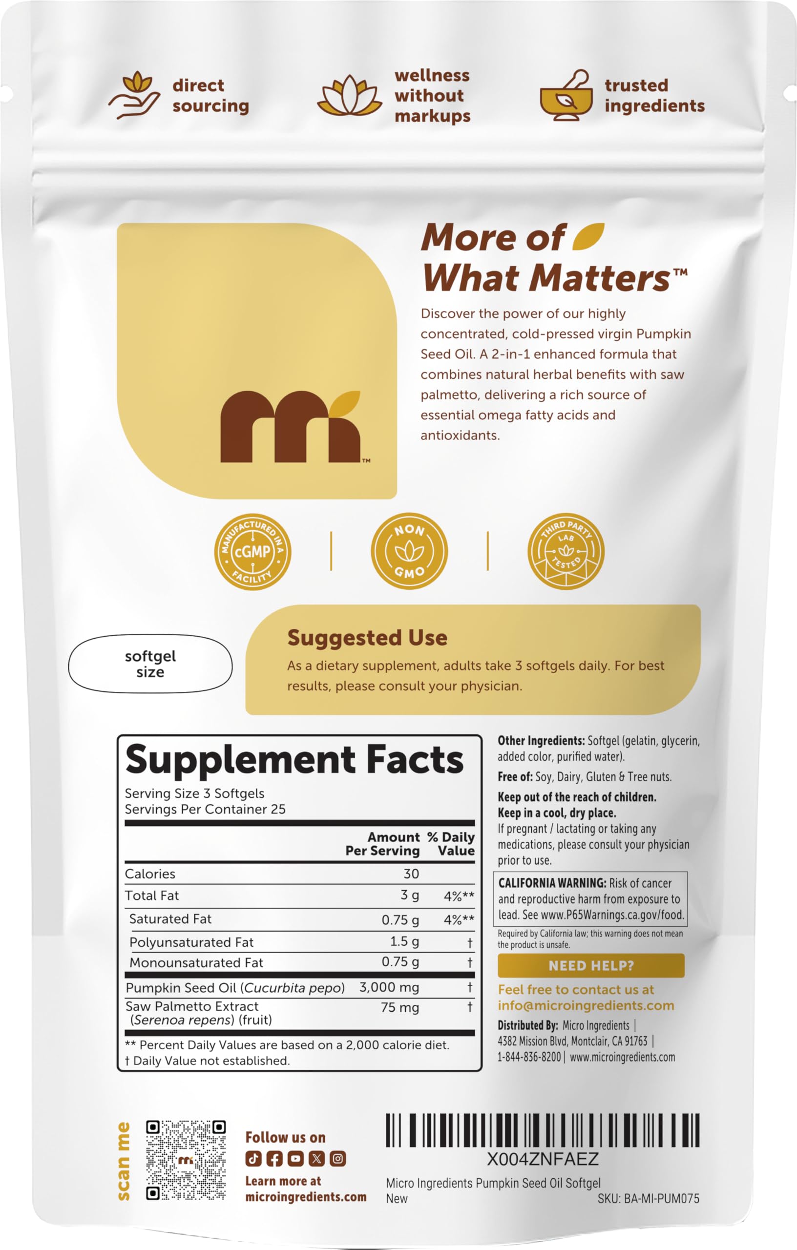 Micro Ingredients Pumpkin Seed Oil Softgels in a lifestyle setting