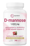 Micro Ingredients Pure D-Mannose Veggie Capsules 240 count front view
