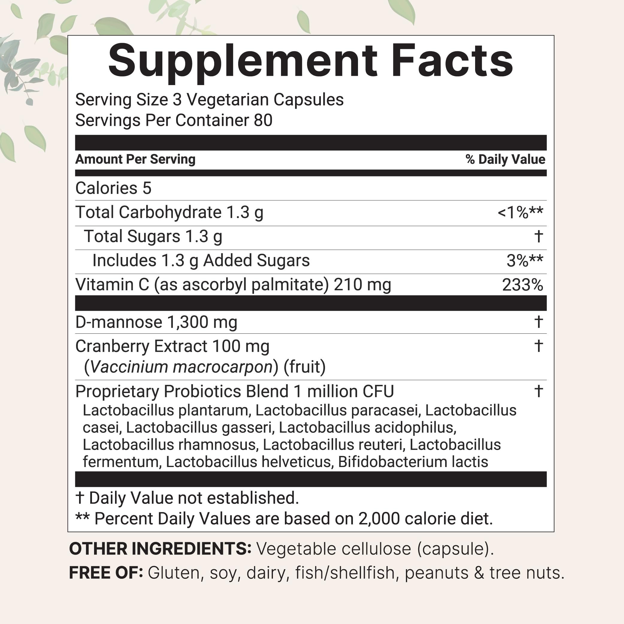 Micro Ingredients Pure D-Mannose Veggie Capsules bottle side view