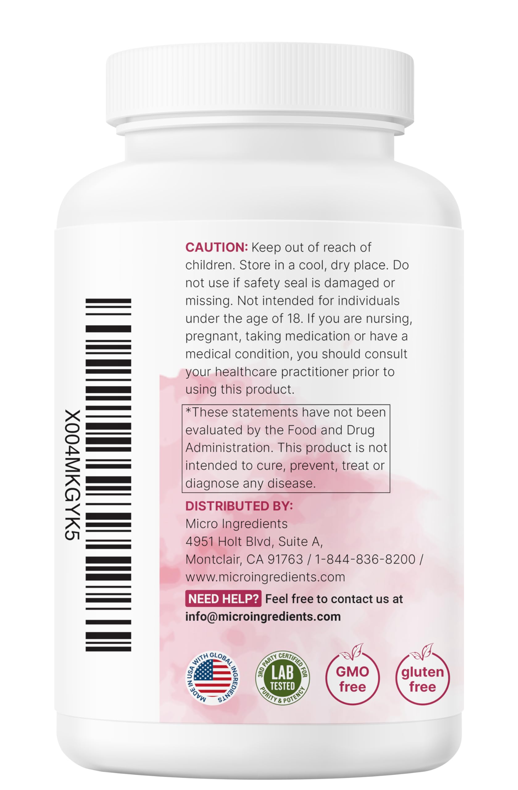 Micro Ingredients Pure D-Mannose Veggie Capsules bottle with a glass of water
