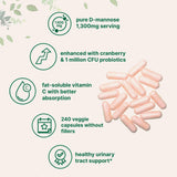 Micro Ingredients Pure D-Mannose Veggie Capsules with Cranberry ingredients close-up