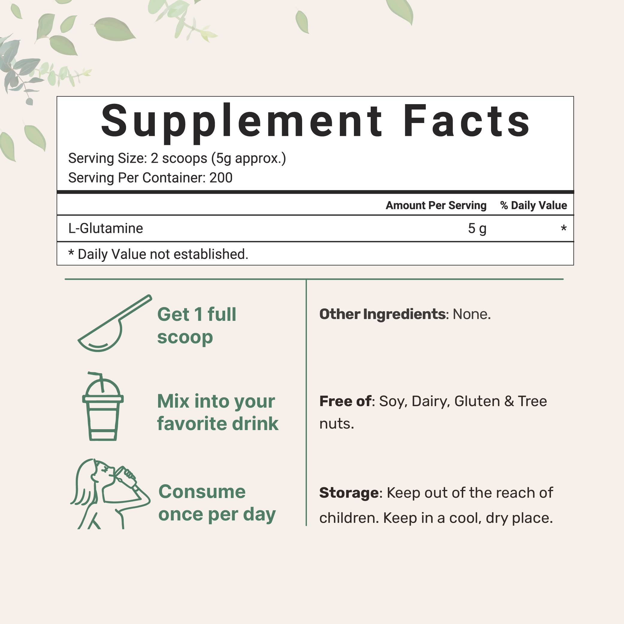 Micro Ingredients Pure L Glutamine Powder packaging
