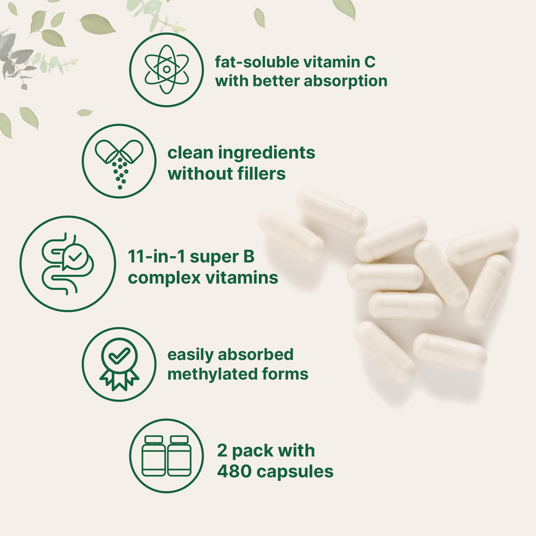 Micro Ingredients Pure Methylated B Complex 480 Capsules packaging