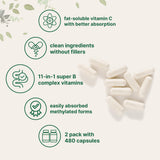 Micro Ingredients Pure Methylated B Complex 480 Capsules packaging