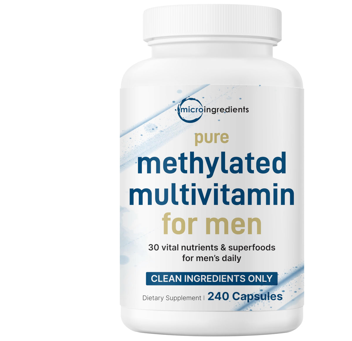 Micro Ingredients Pure Methylated Multivitamin for Men 240 Capsules front view