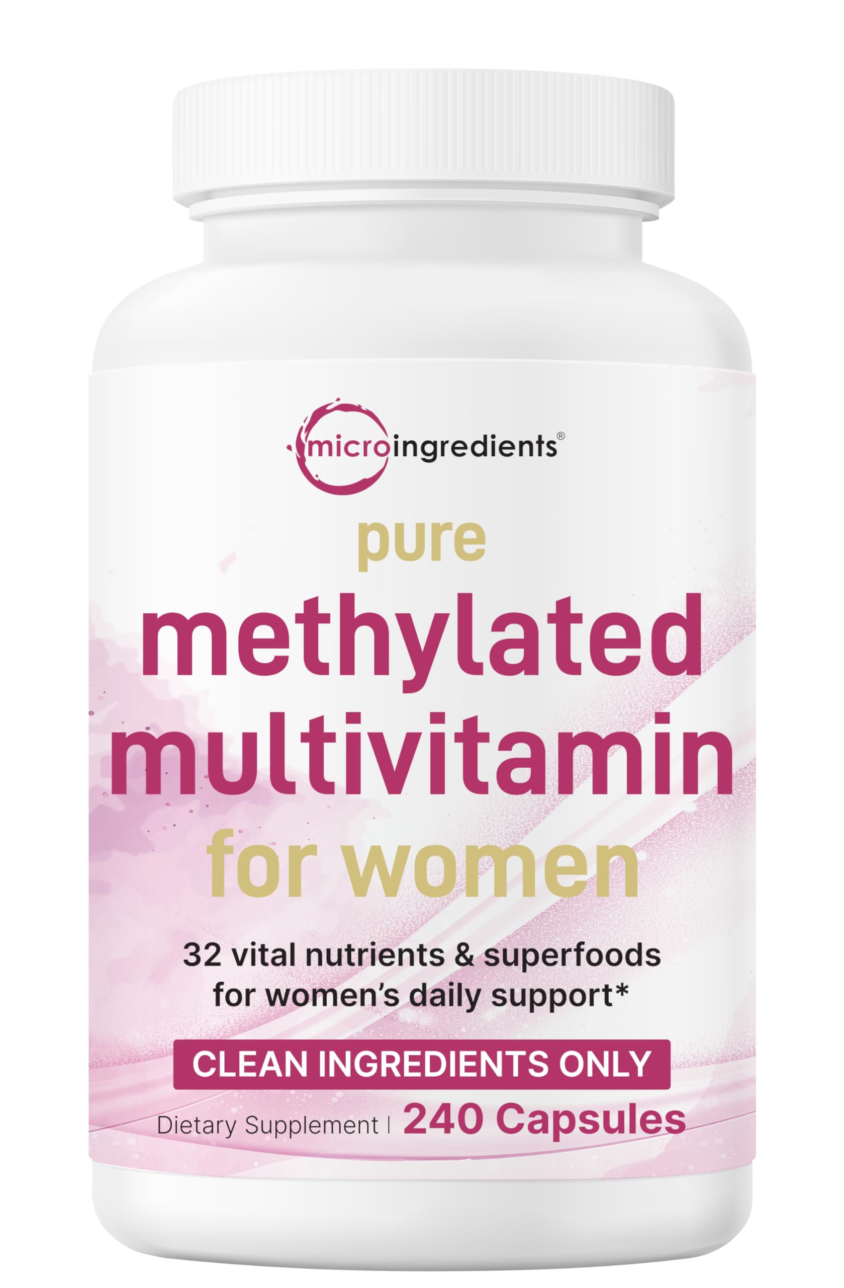 Micro Ingredients Pure Methylated Multivitamin for Women 240 Capsules front view