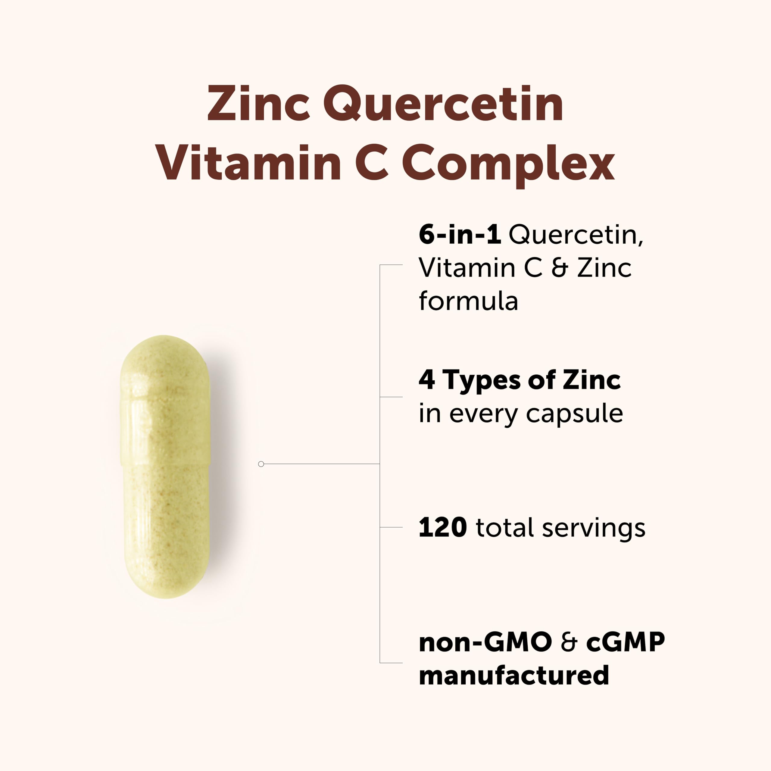 Micro Ingredients Quercetin Zinc Vitamin C Supplement back view with ingredient list