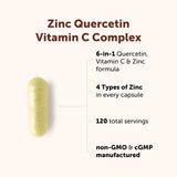 Micro Ingredients Quercetin Zinc Vitamin C Supplement back view with ingredient list