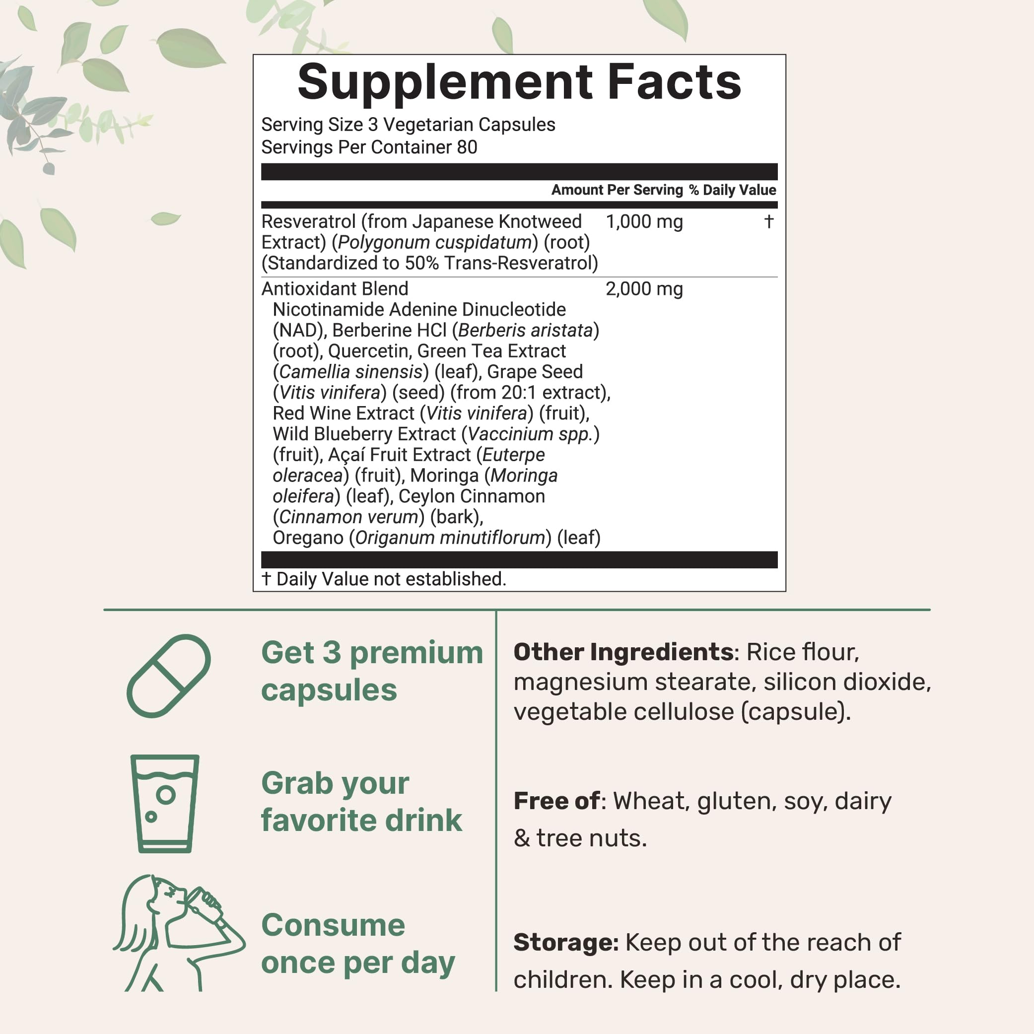 Micro Ingredients Resveratrol Complex 240 vegetarian capsules