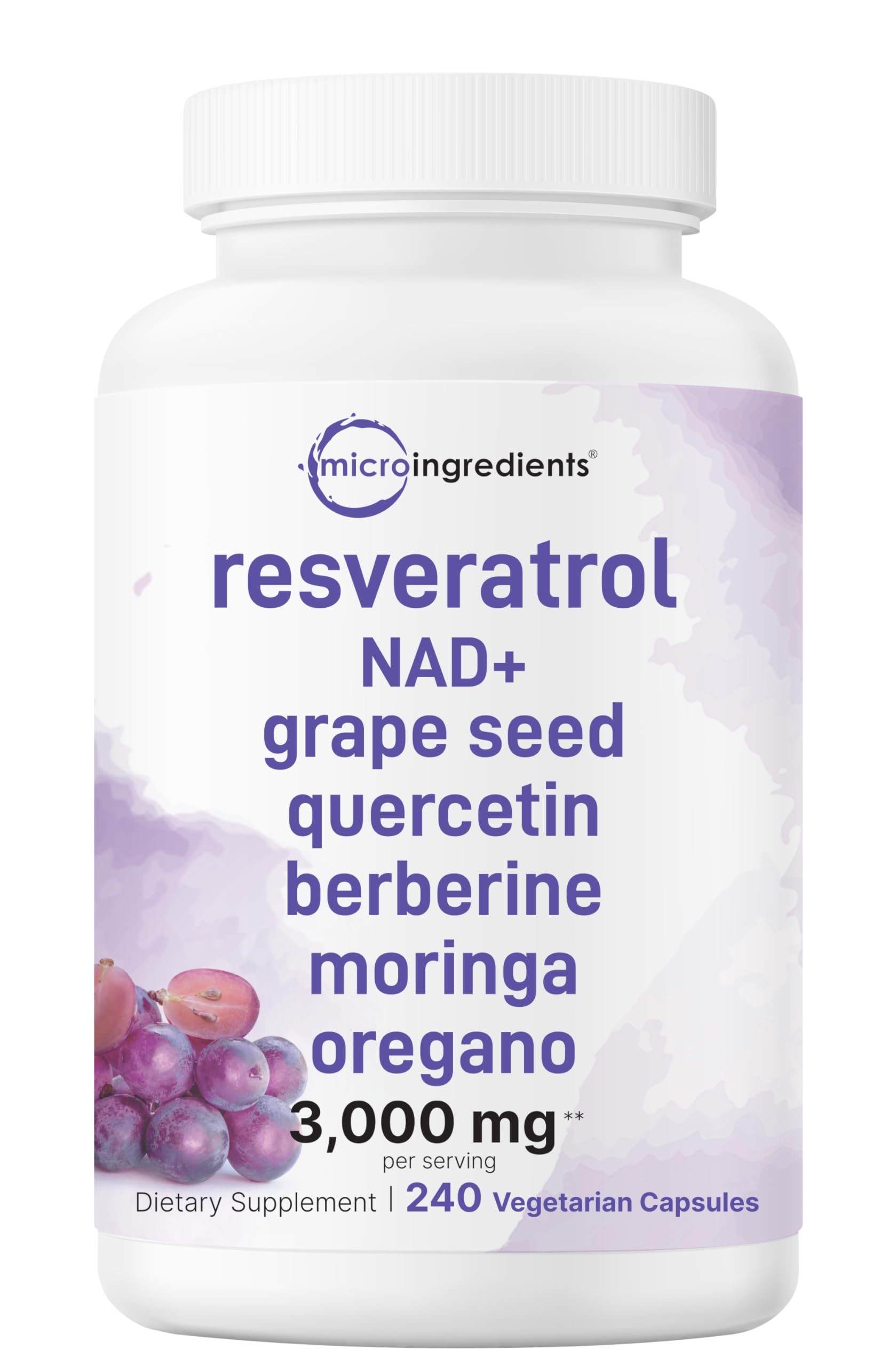 Micro Ingredients Resveratrol Complex 3000mg front view of the bottle