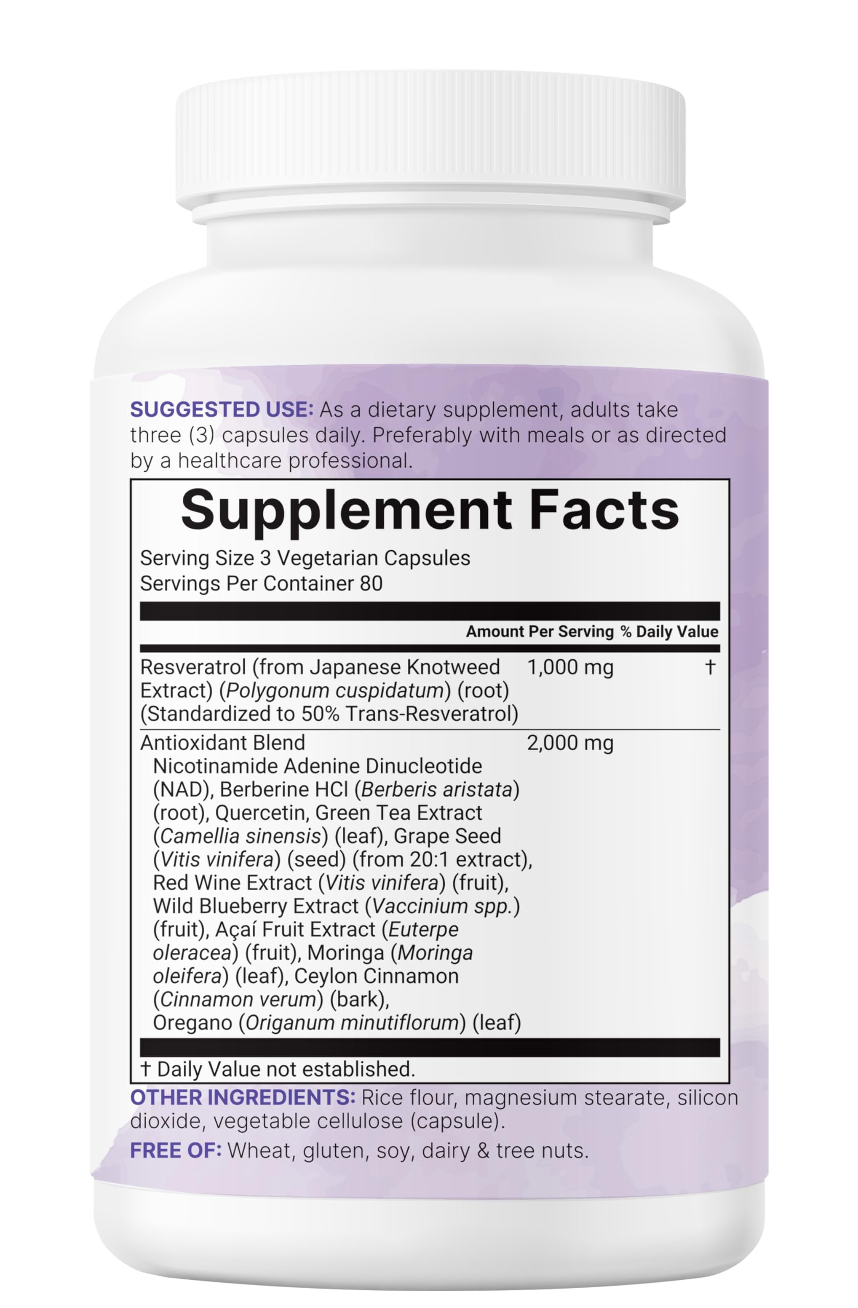 Micro Ingredients Resveratrol Complex side view of the bottle