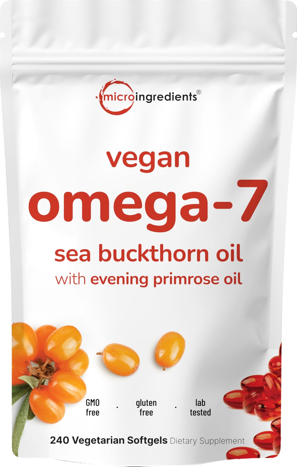 Micro Ingredients Sea Buckthorn Oil 240 Veggie Softgels front view
