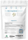 Micro Ingredients Selenium Softgels 200 mcg back view with nutritional information