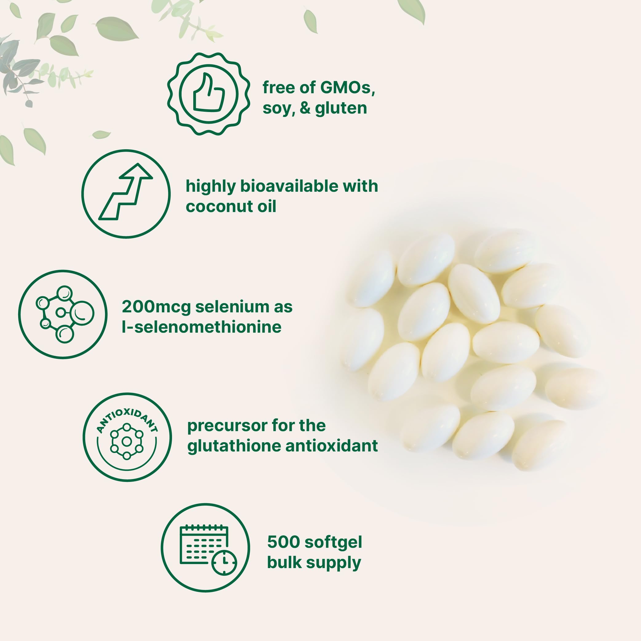 Micro Ingredients Selenium Softgels 200 mcg coconut oil softgels