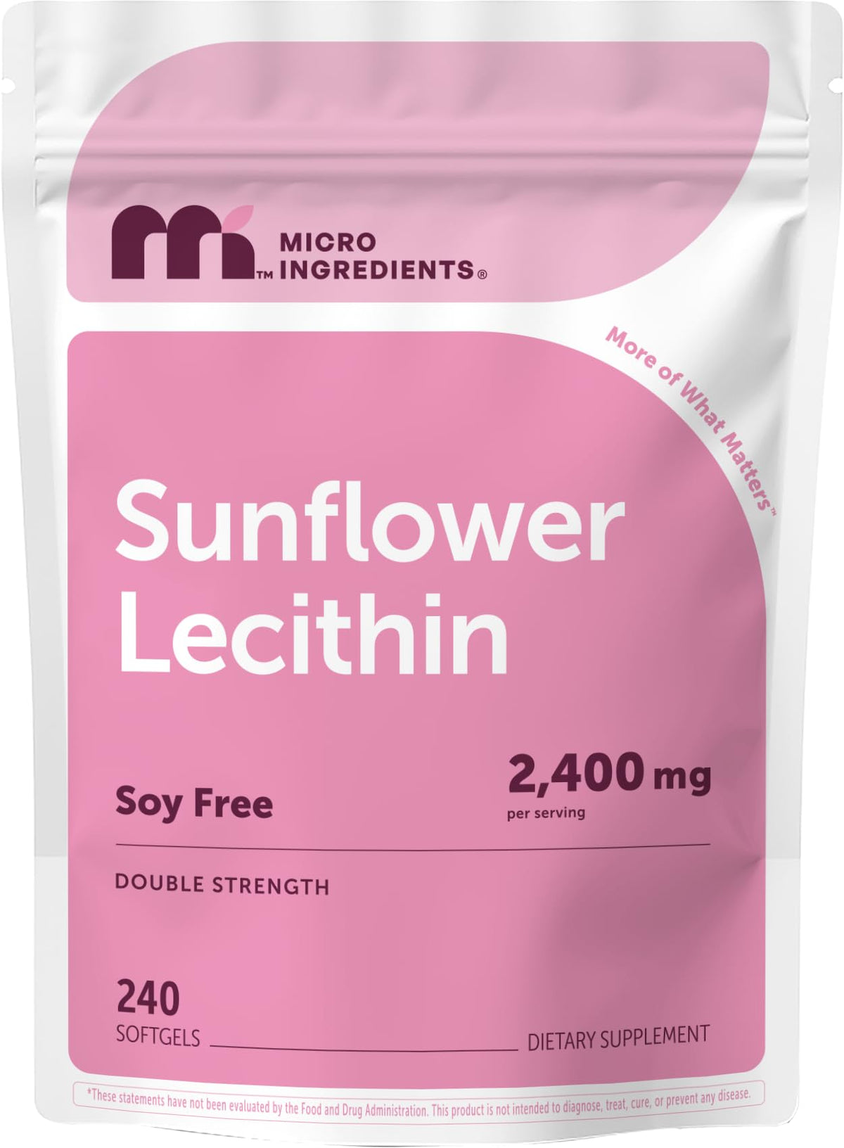 Micro Ingredients Sunflower Lecithin Softgels 2400mg front view