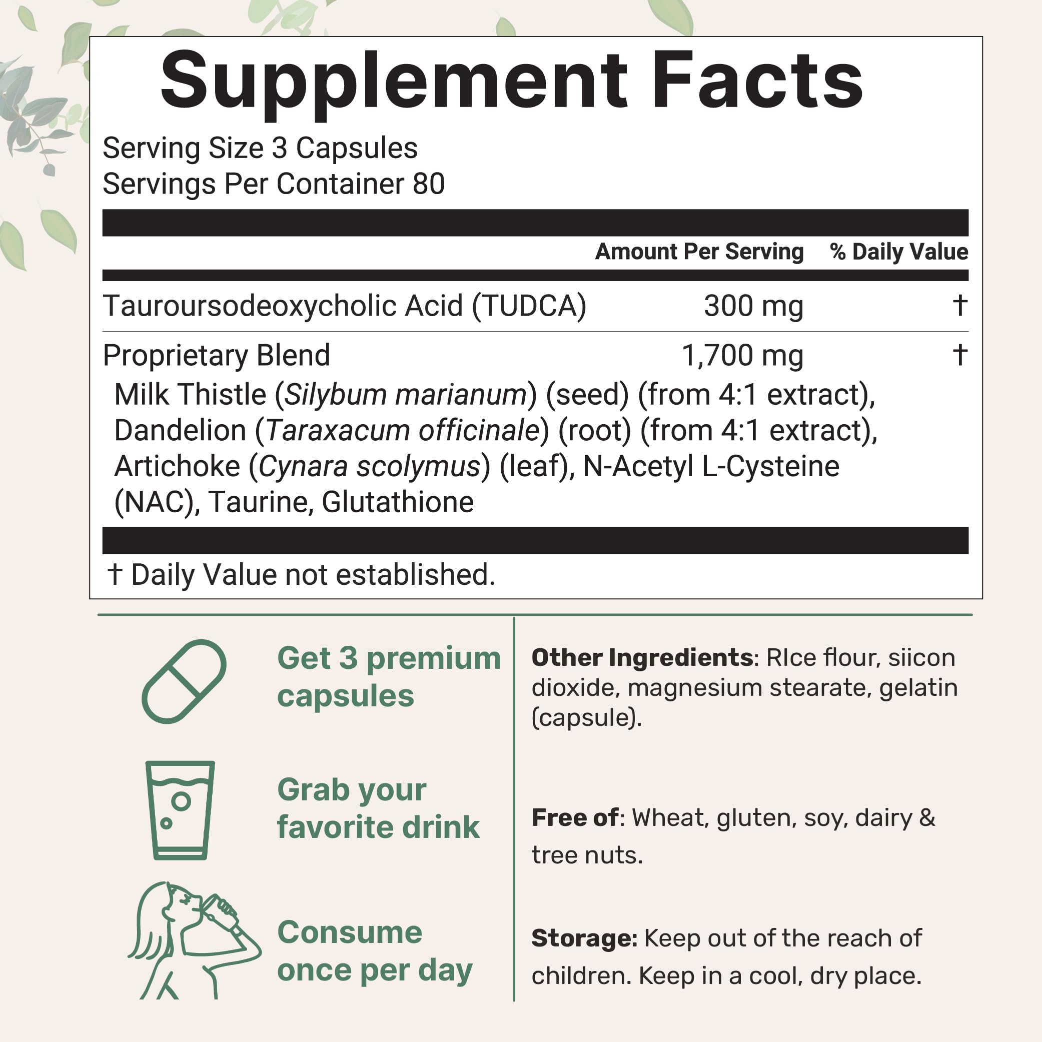 Micro Ingredients TUDCA Complex 240 capsules side view