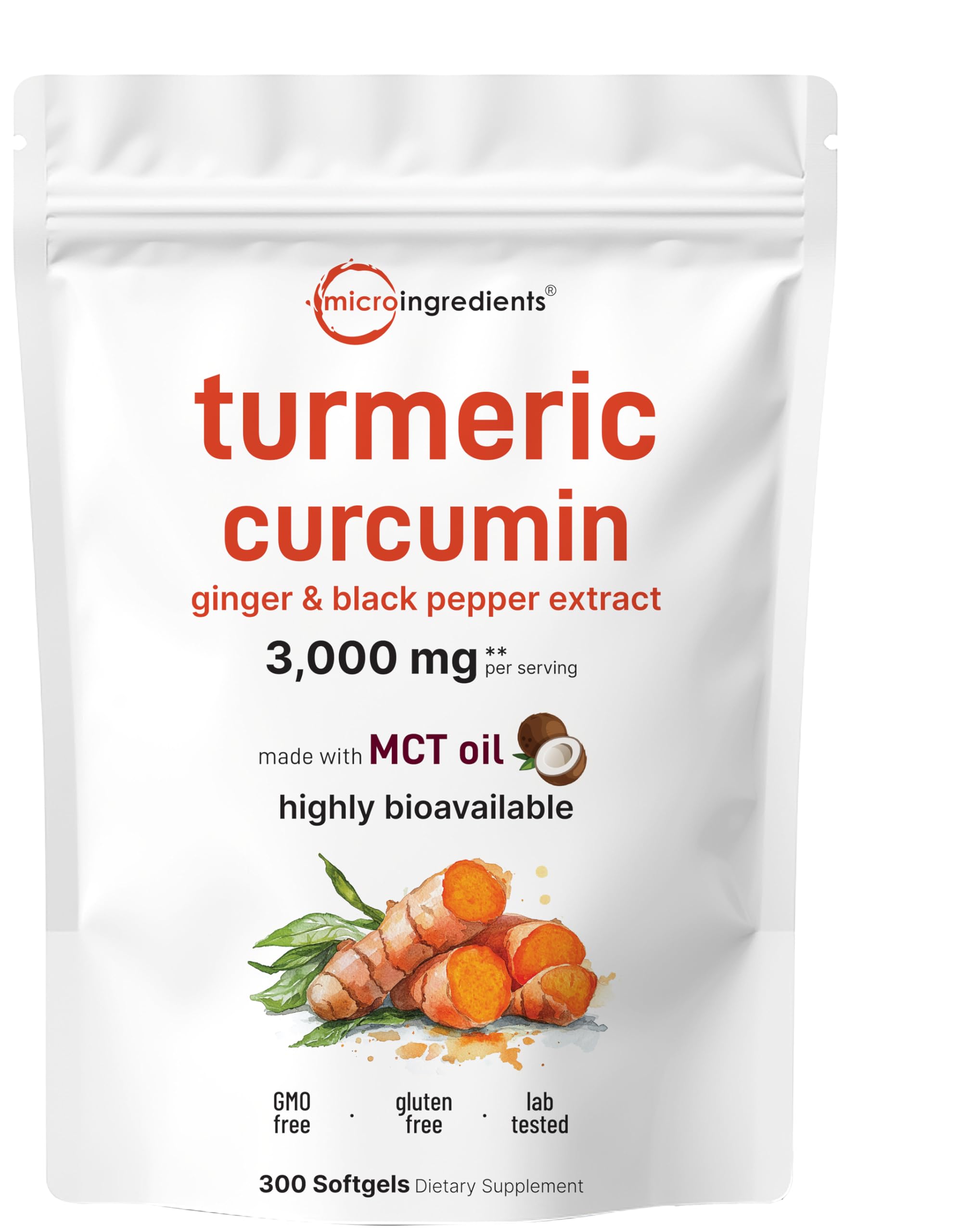 Micro Ingredients Turmeric Curcumin 3000mg Complex softgels front view